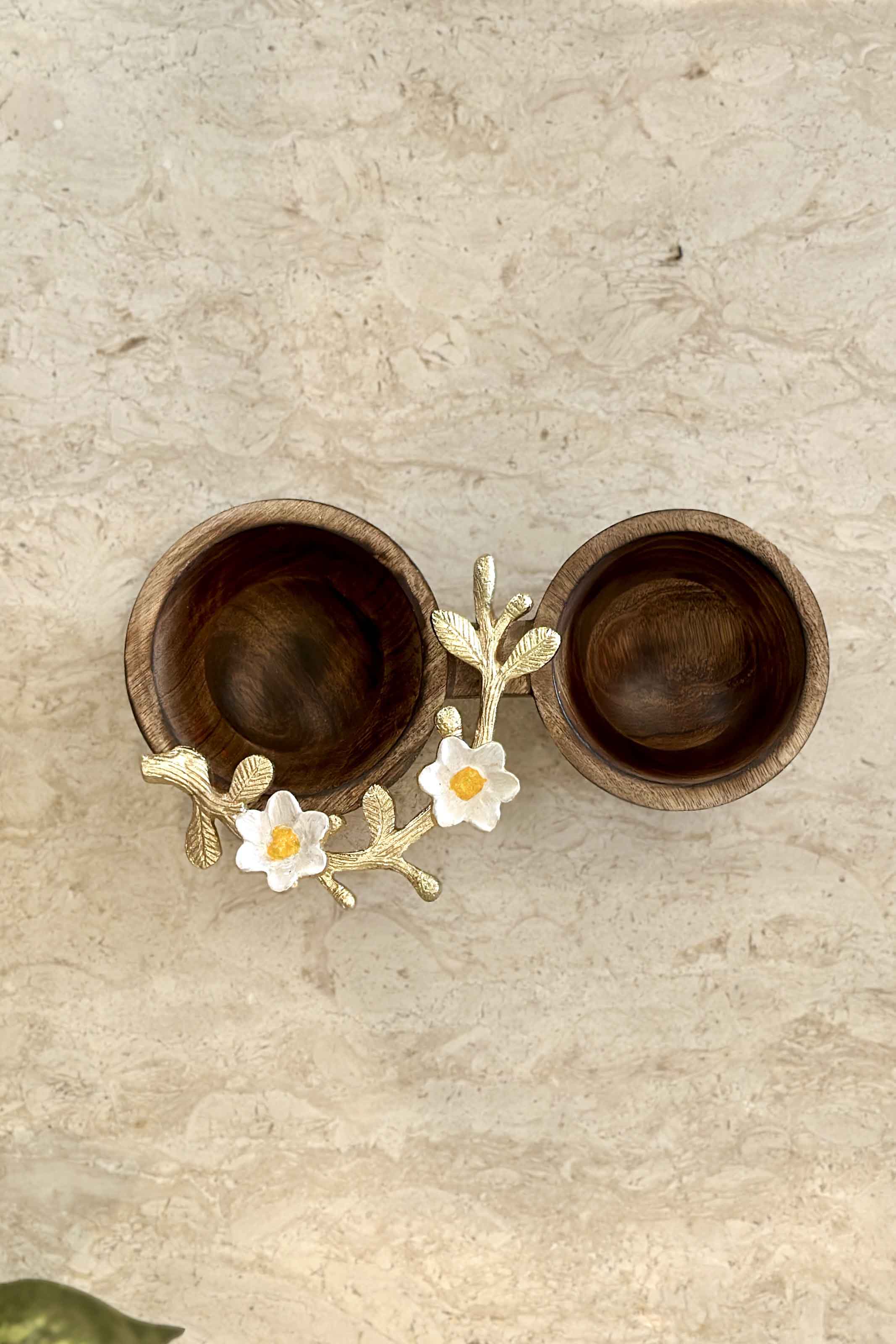 Daisy Wooden Twin Bowl