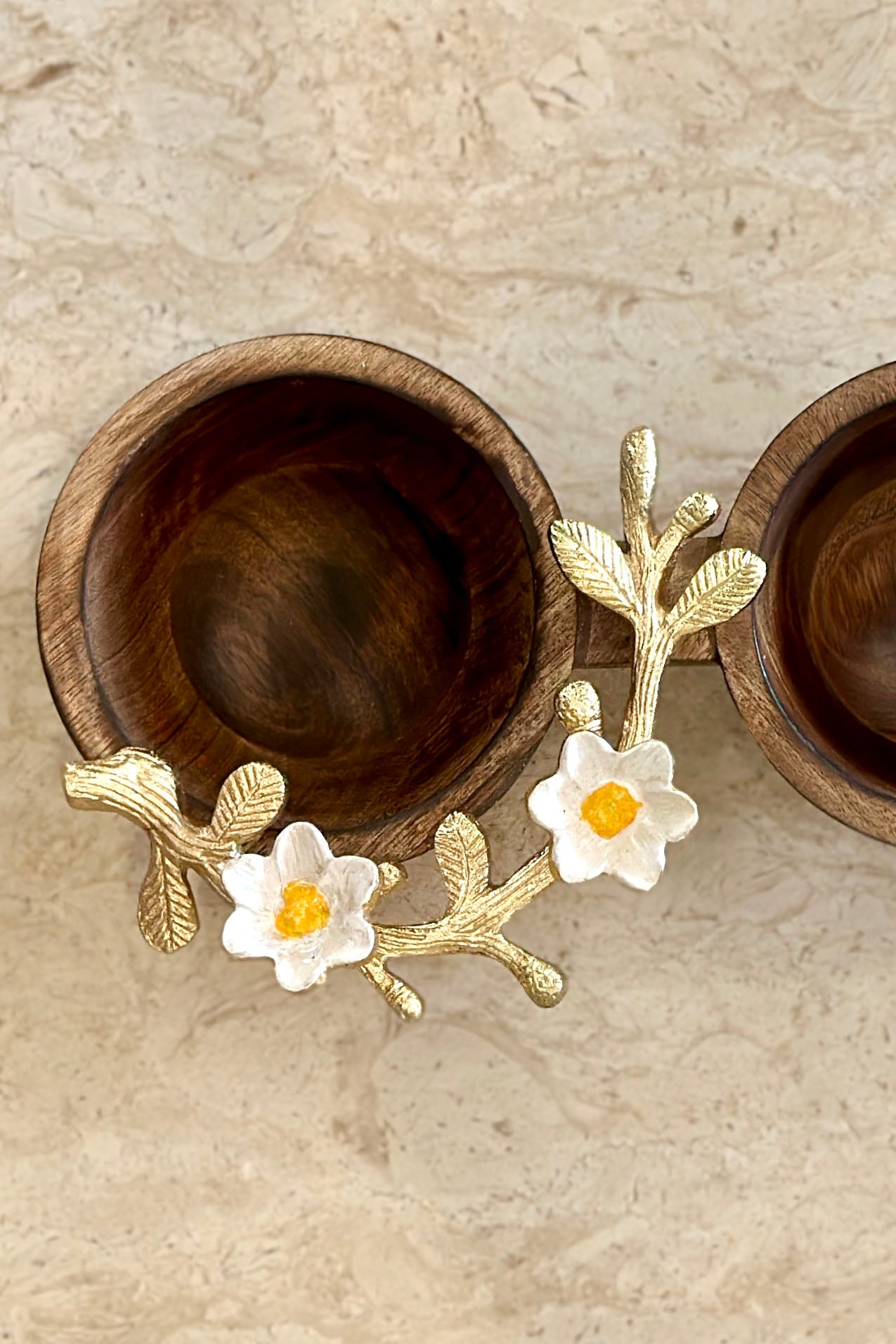 Daisy Wooden Twin Bowl