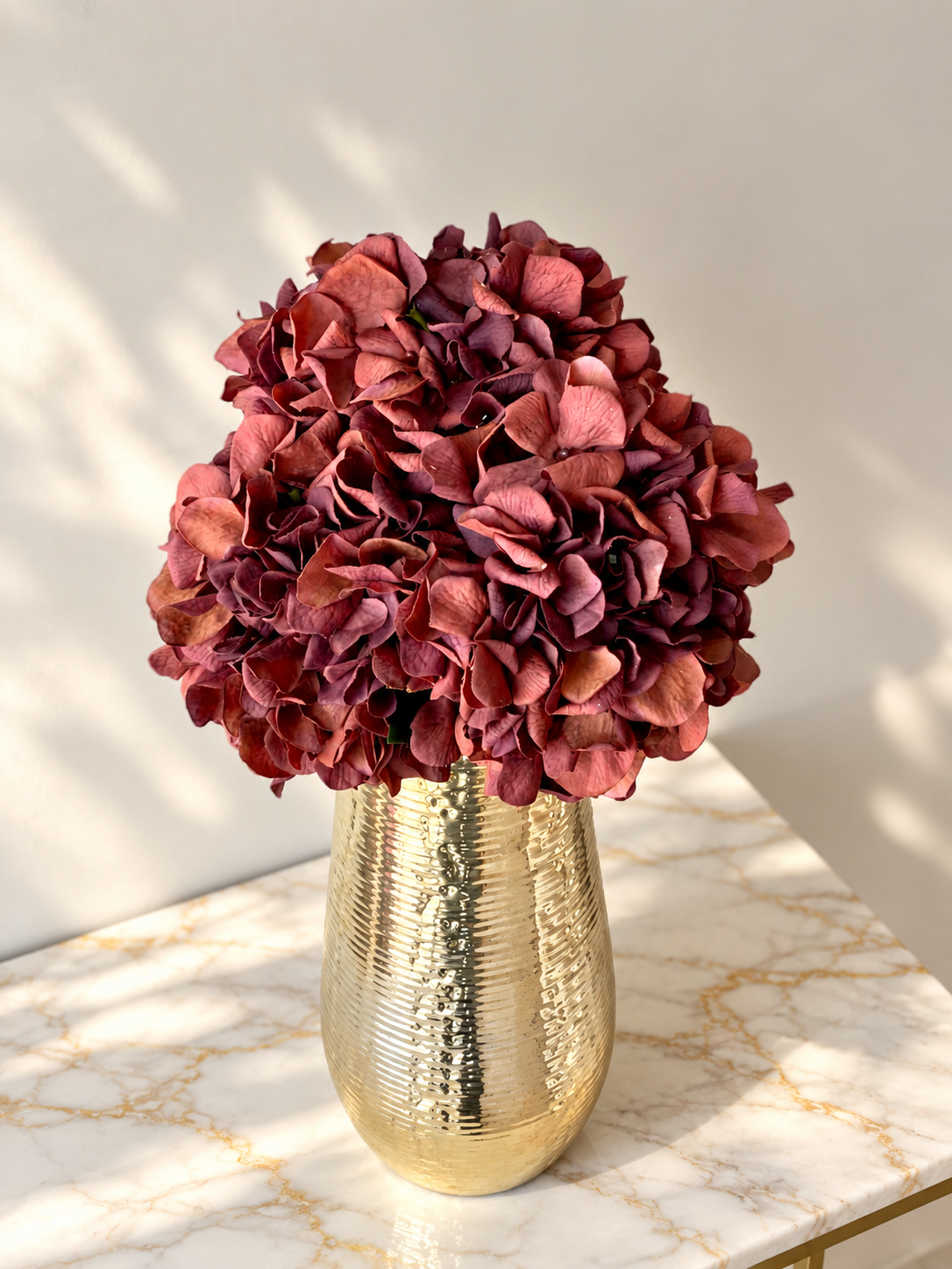 Artificial Hydrangea Stem - Mulberry Burgundy (One Stem)