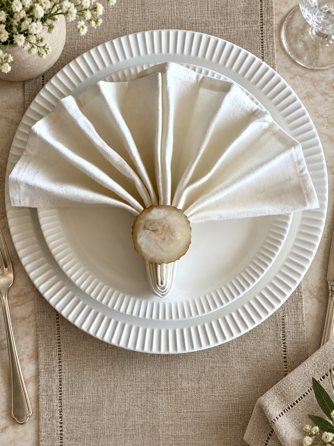 Moonstone Napkin Rings - Set of 6
