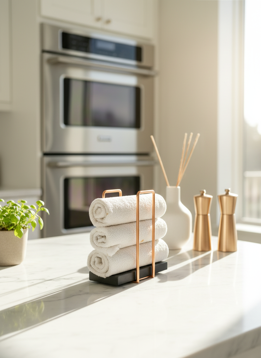 Imperial Napkin Holder - Black & Rose Gold