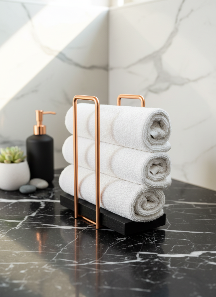 Imperial Napkin Holder - Black & Rose Gold