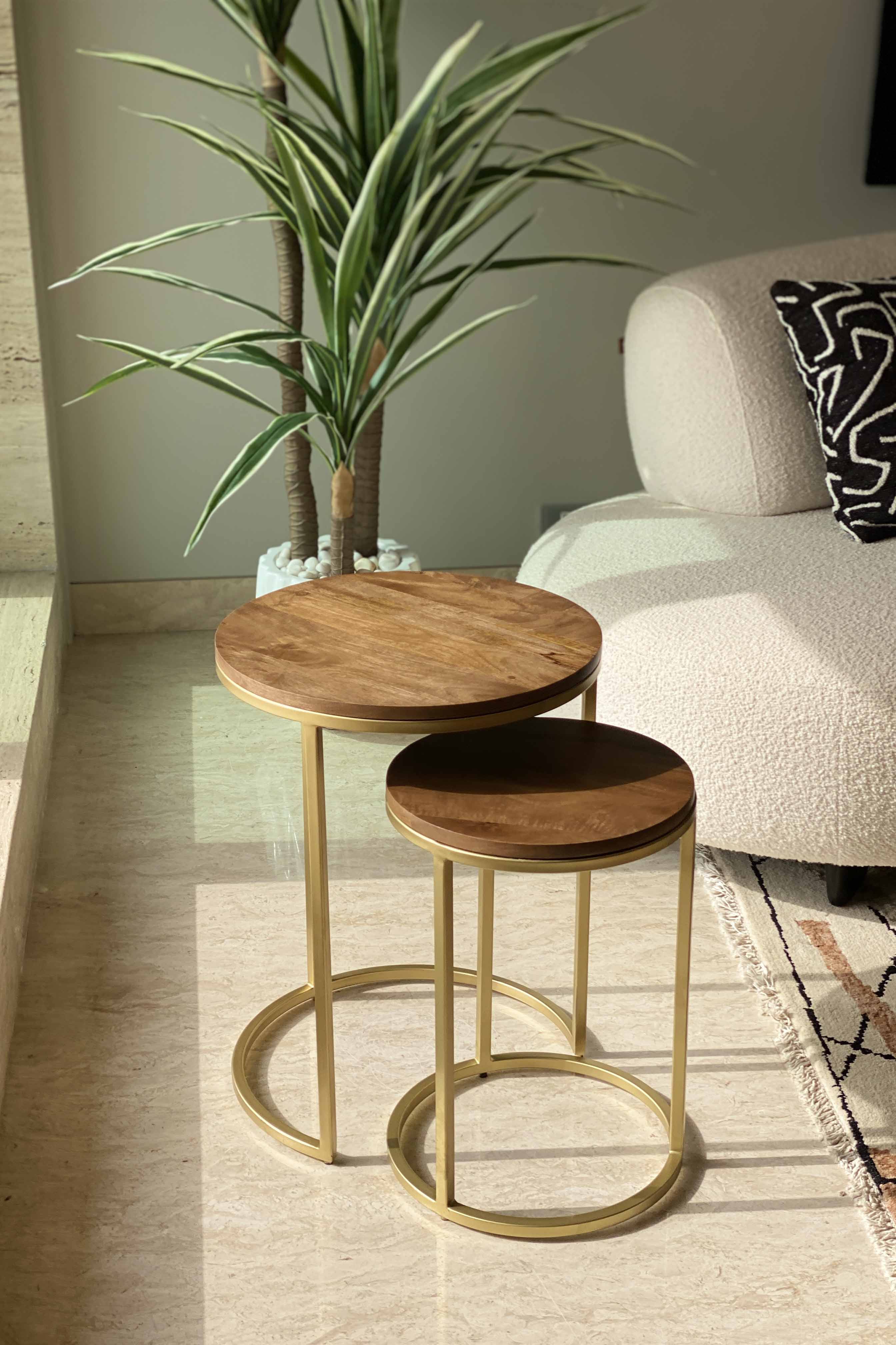 Oxford Brown Wooden Table - Set Of 2