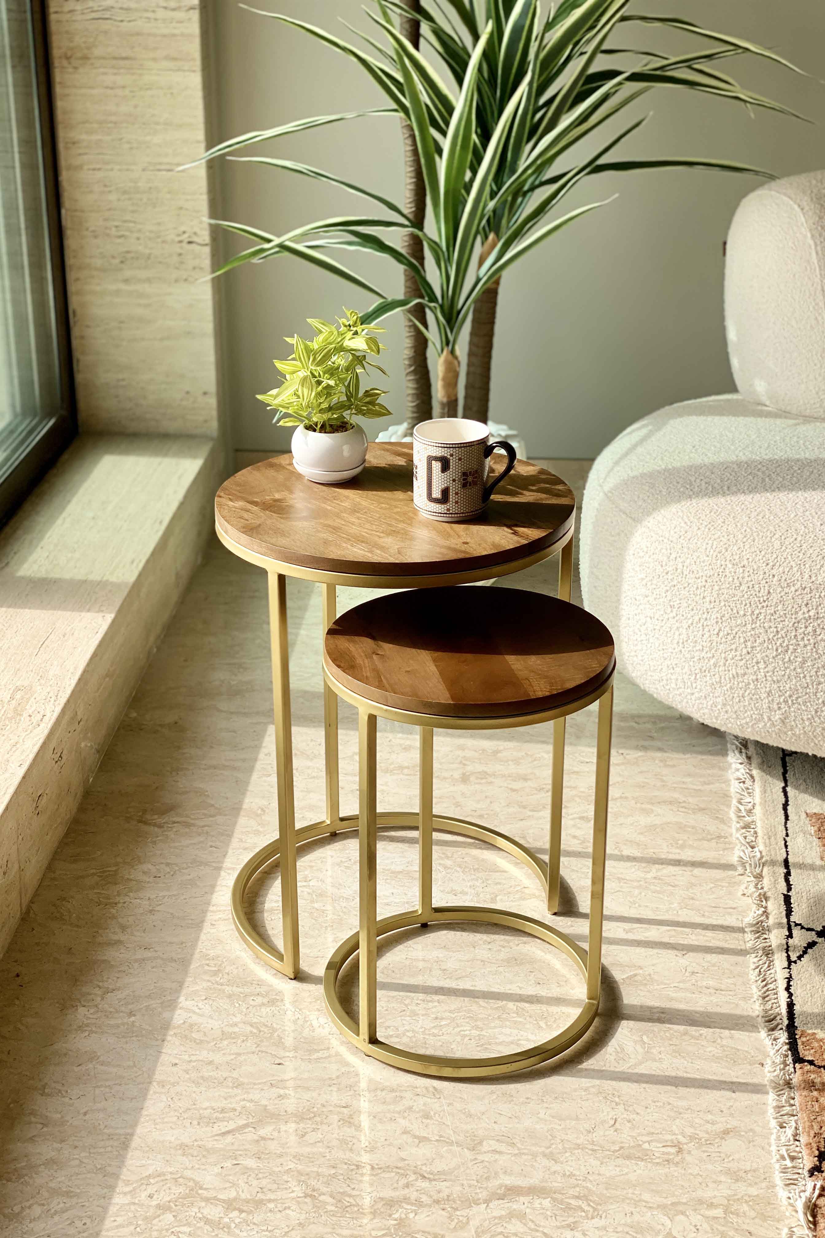 Oxford Brown Wooden Table - Set Of 2