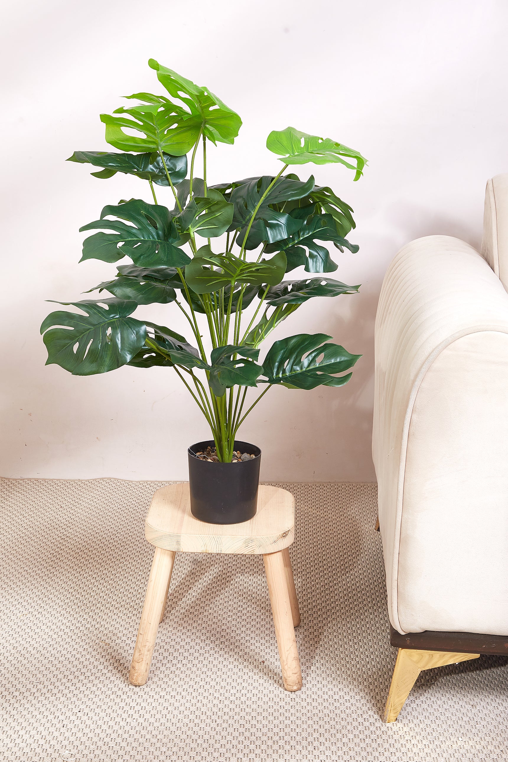 Artificial Monstera Plant - 60 cm  (With Black Base Pot)