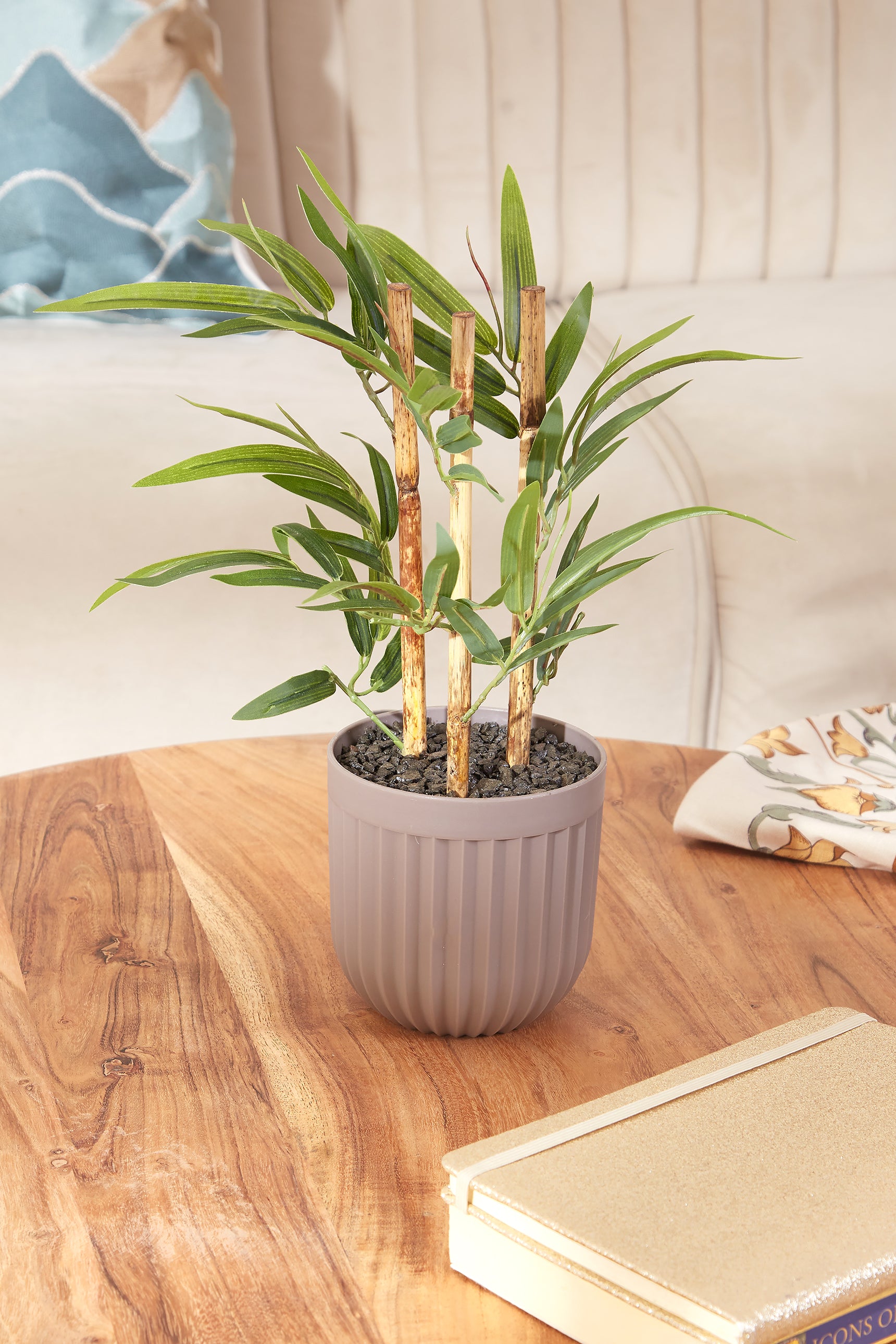 Artificial Short Plant - Bamboo Plant In Ribbed Pot