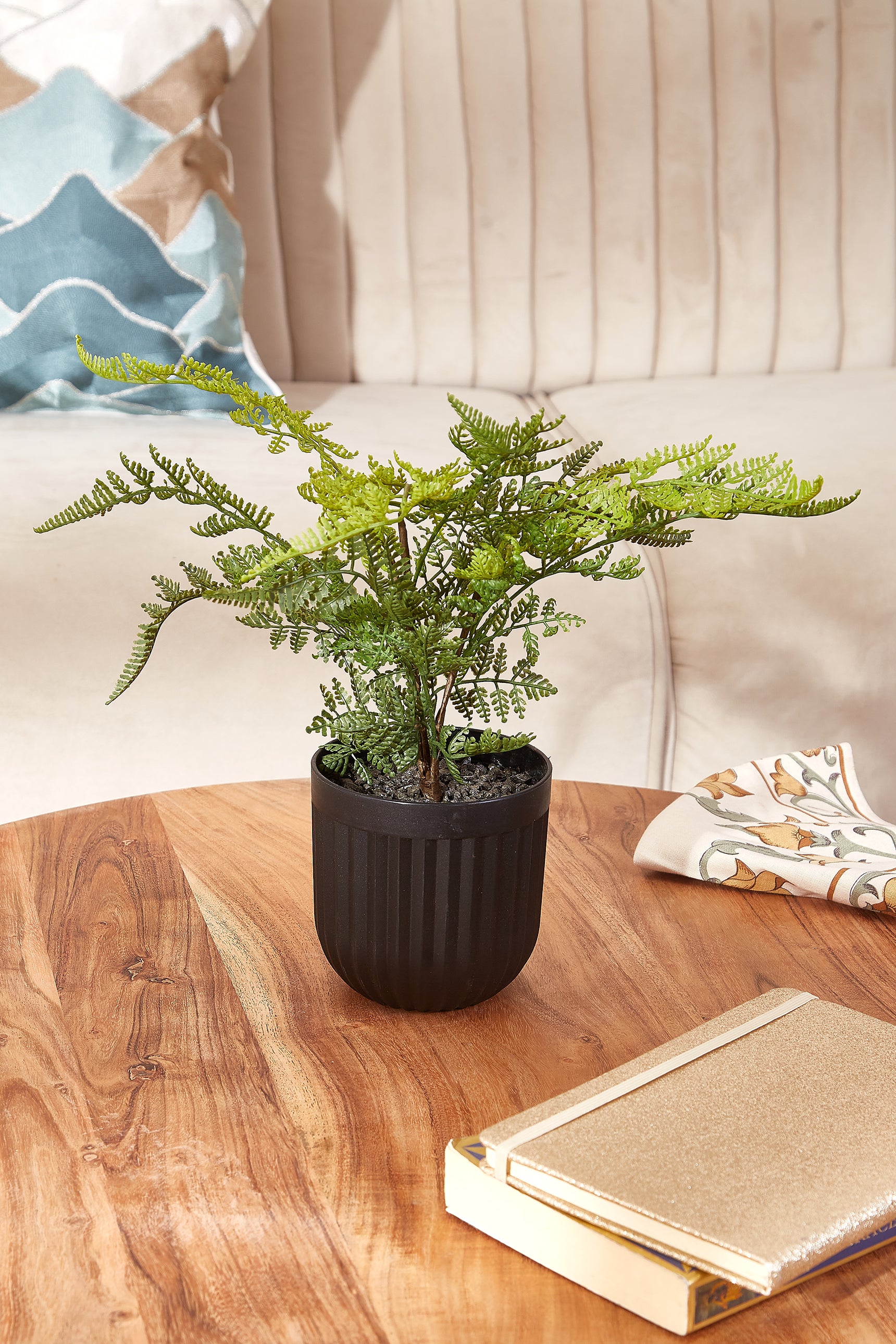 Artificial Short Plant- Fren In Ribbed Pot