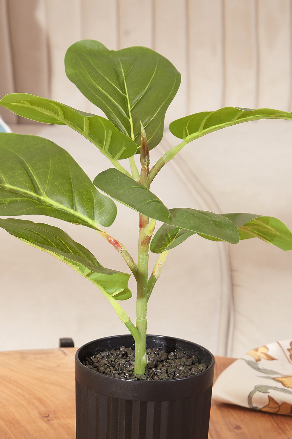 Artificial Short Plant- Fiddle In Ribbed Pot