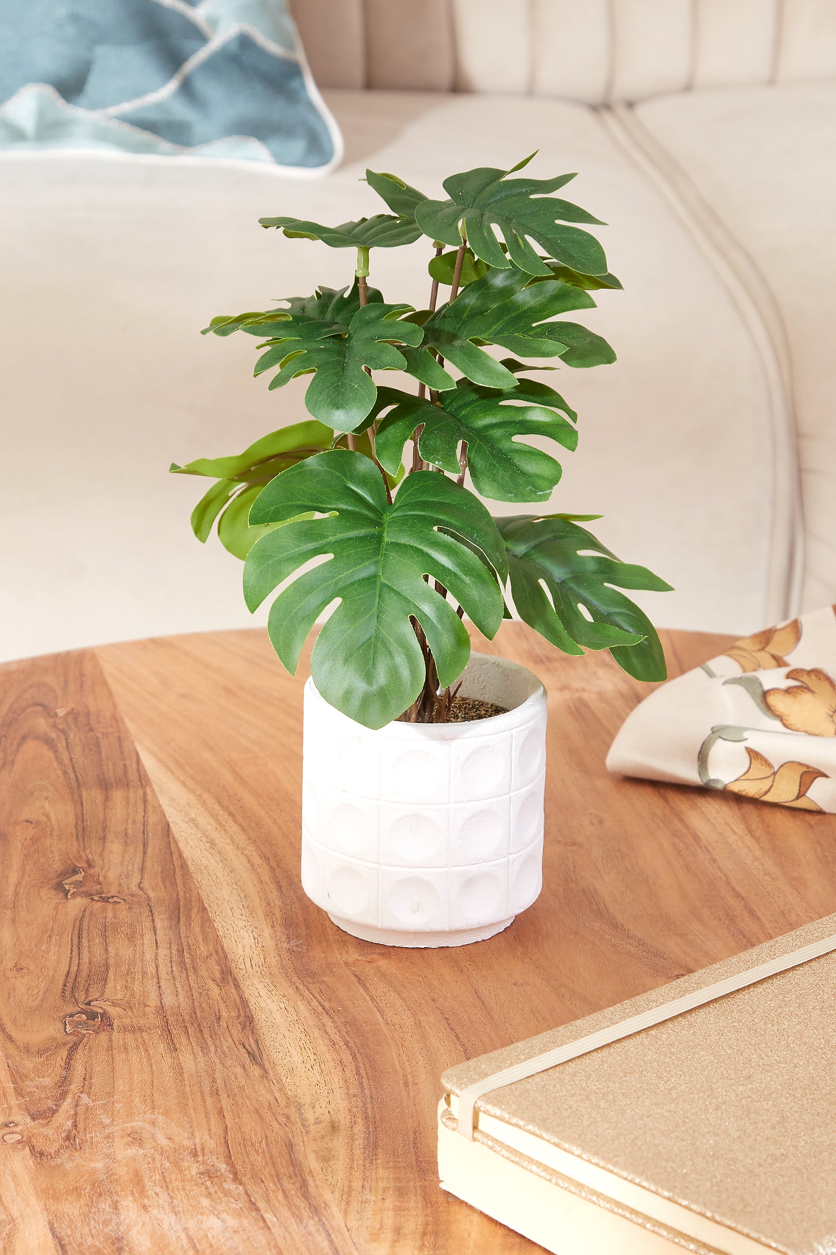 Arificial Monstera Succulent With White Pot
