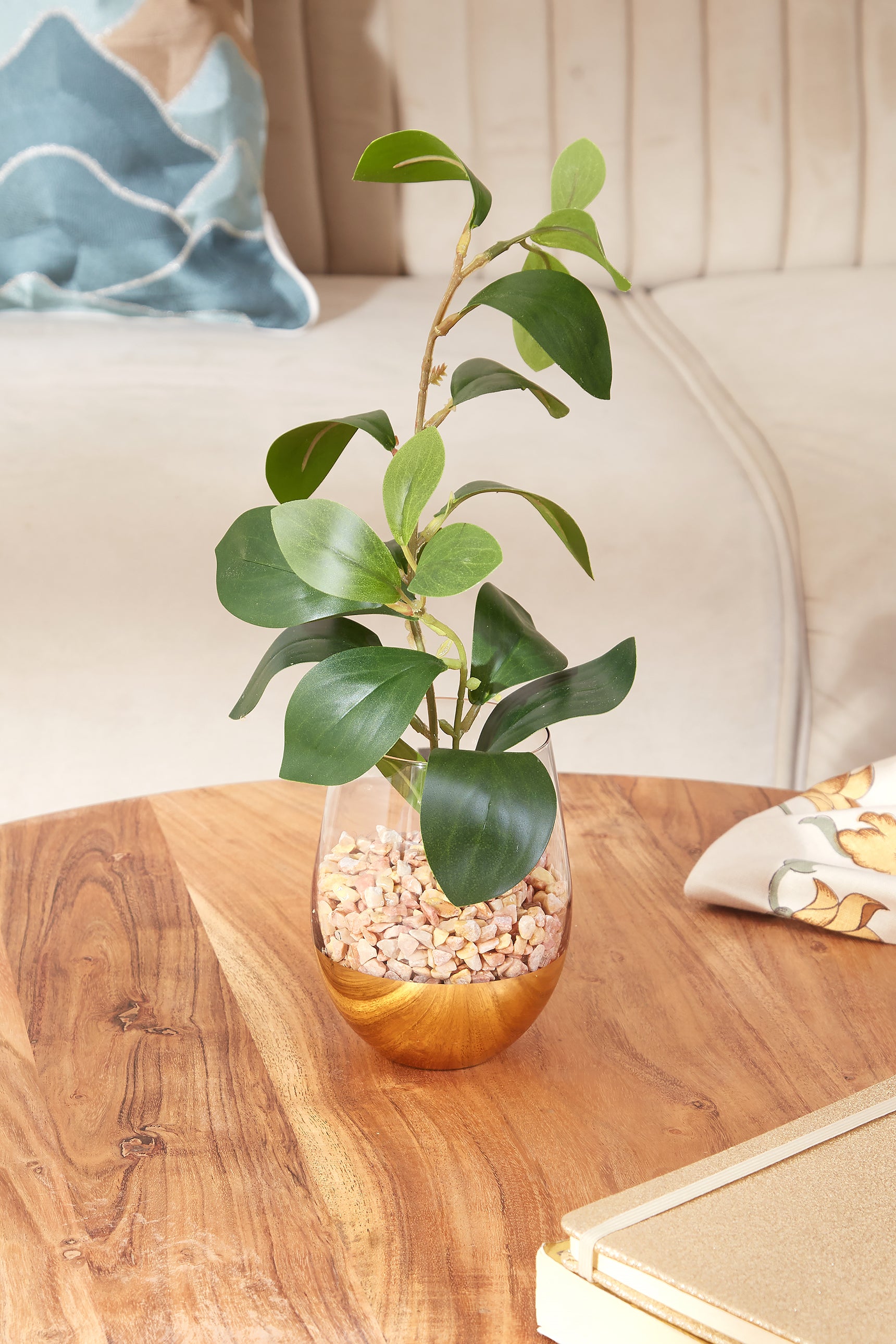 Gilded Glass Vase with Lemon Plant