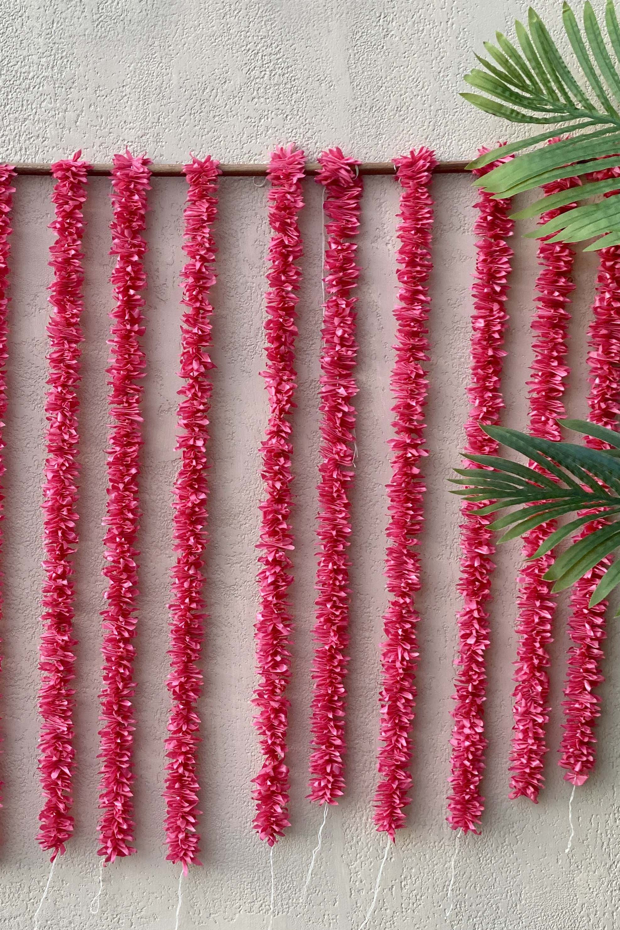 Decorative Artificial Pink Gajra - Set Of 12 (3 Feet)