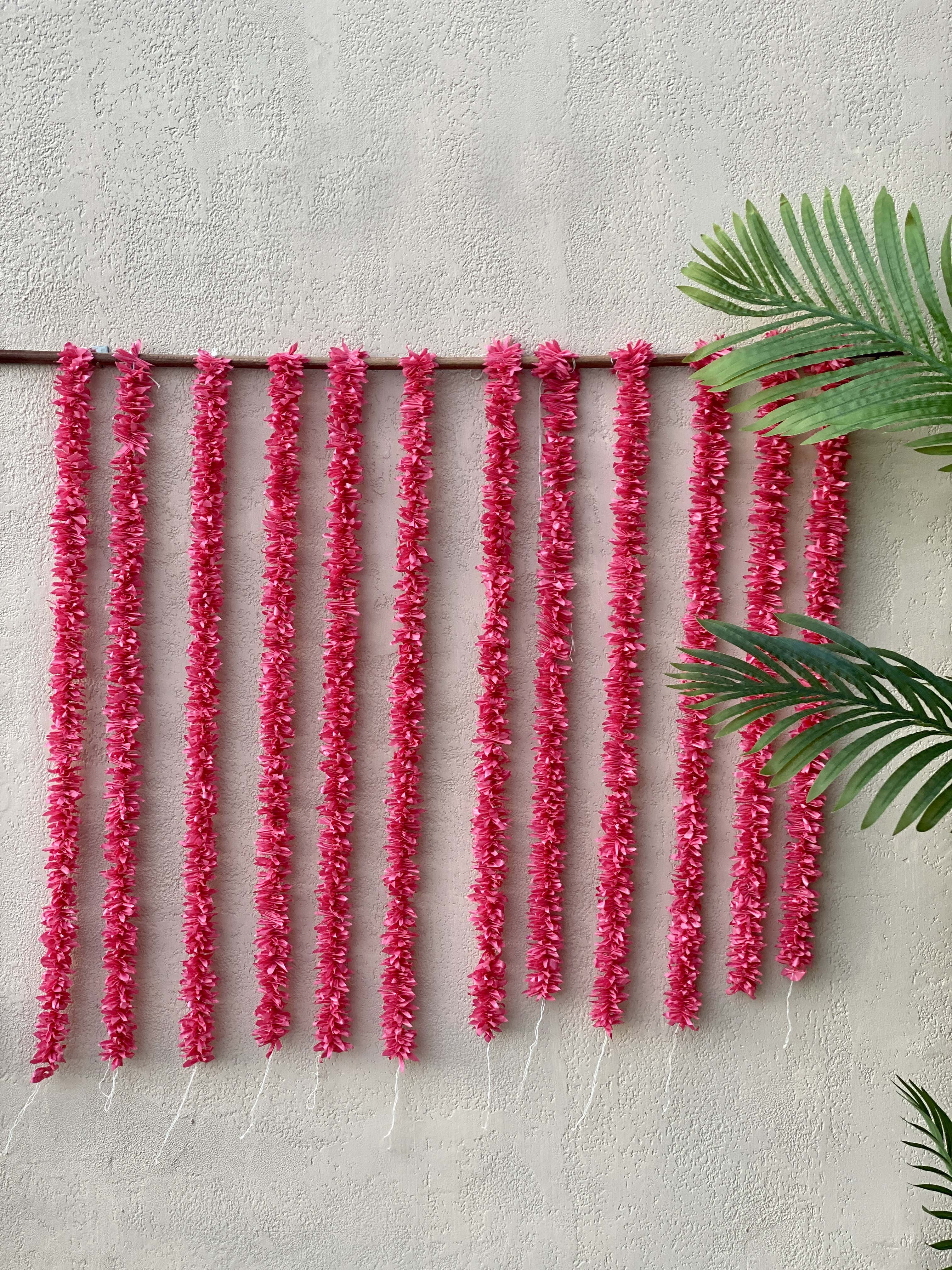 Decorative Artificial Pink Gajra - Set Of 12 (3 Feet)