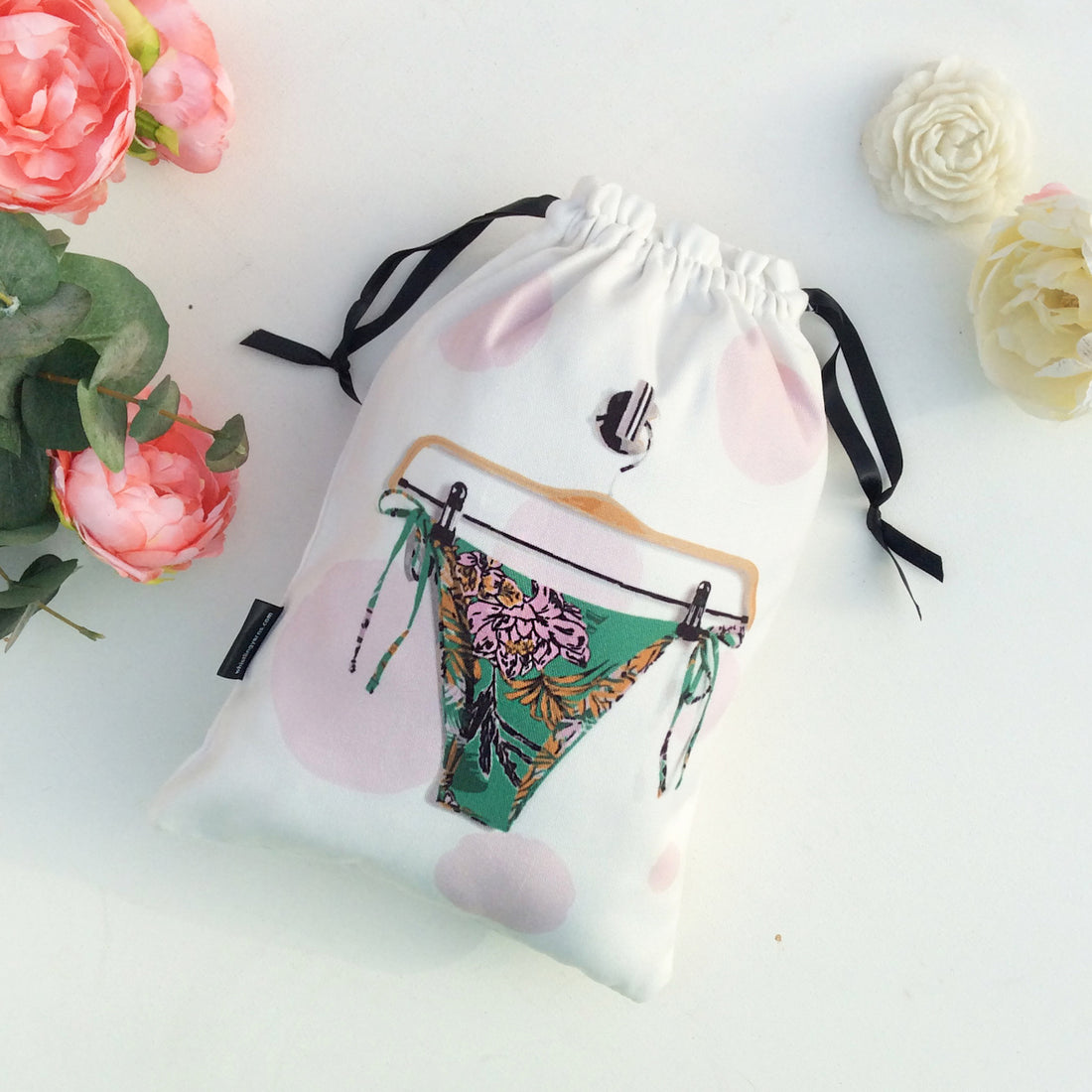 Lingerie Bags (Green Floral) - Pack Of 3