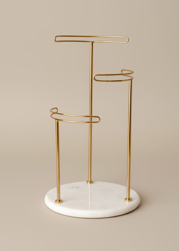 Opal Hand Towel Stand - White & Gold