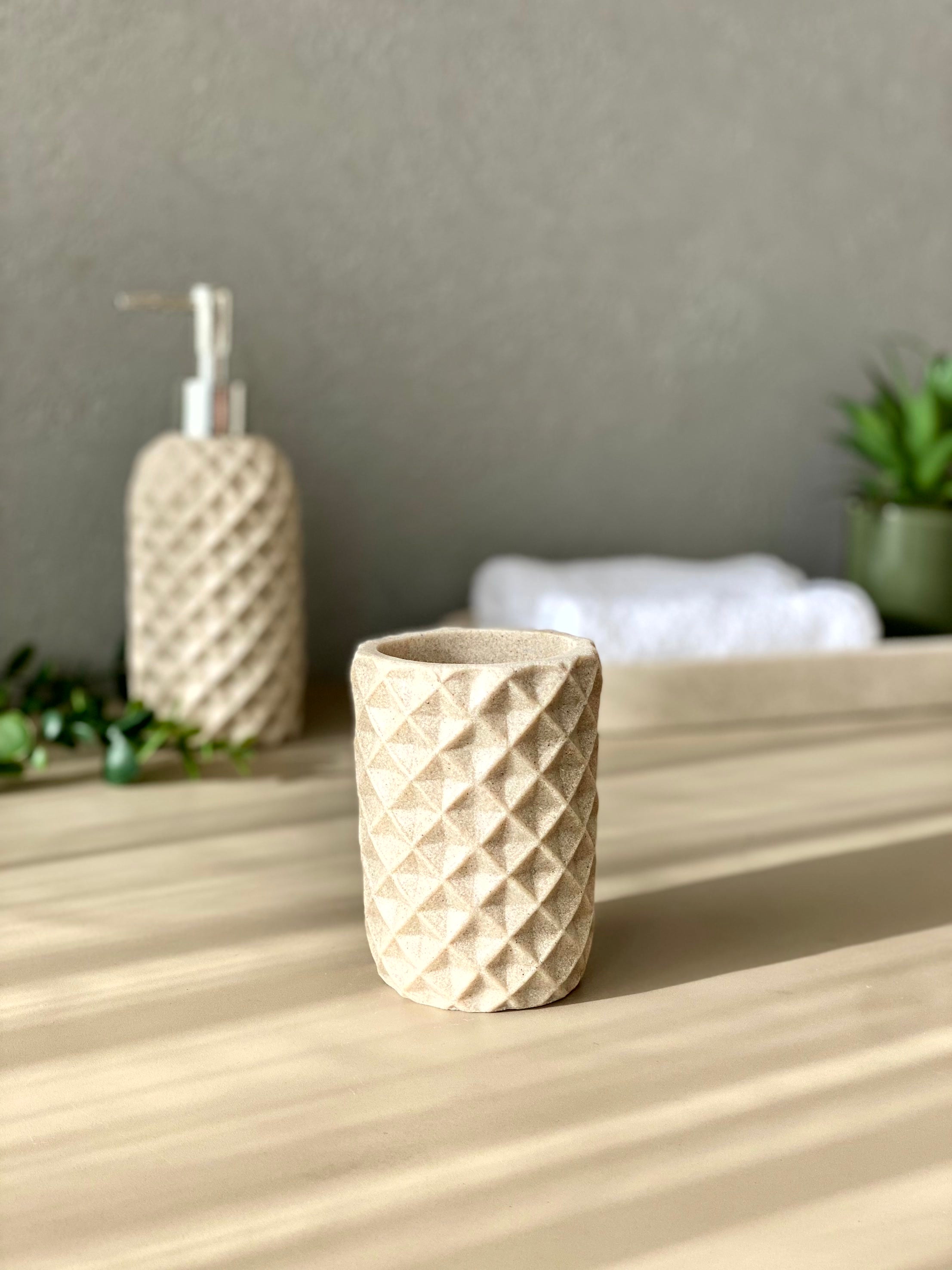 Diamond Weave Bath Set - Beige (Set of 2)