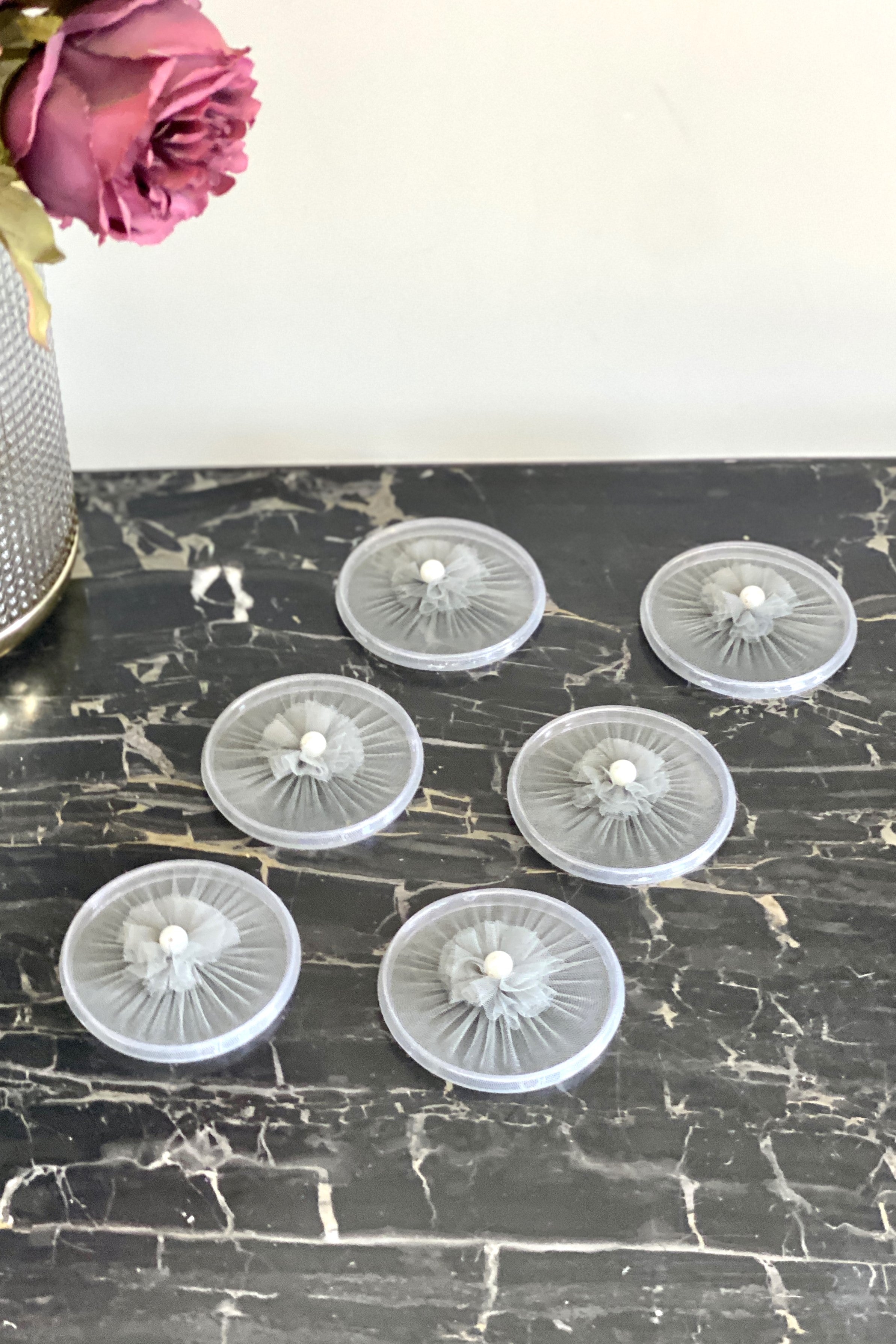 Grey Mesh Glass Cover - (Set Of 6)
