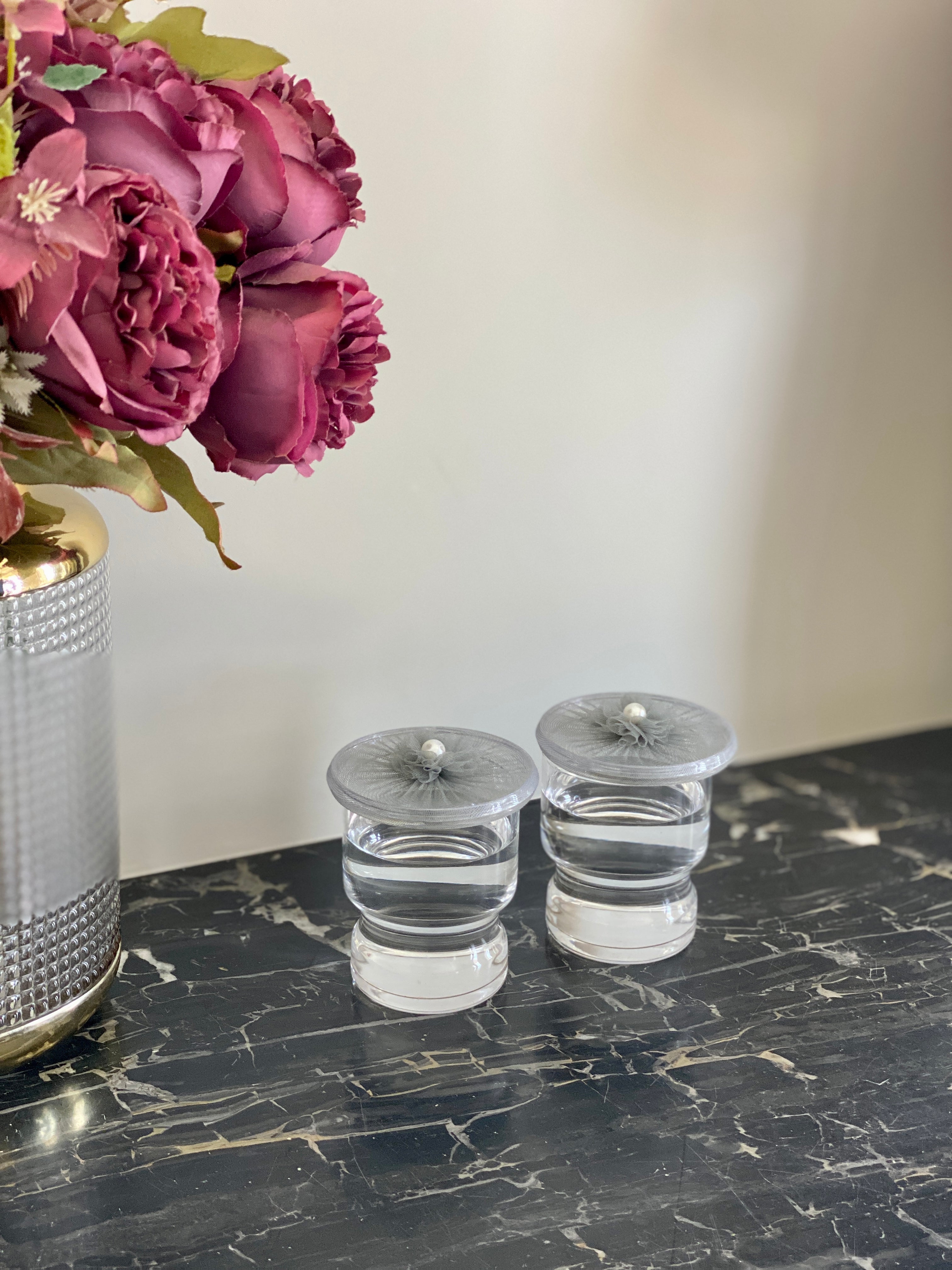 Grey Mesh Glass Cover - (Set Of 6)