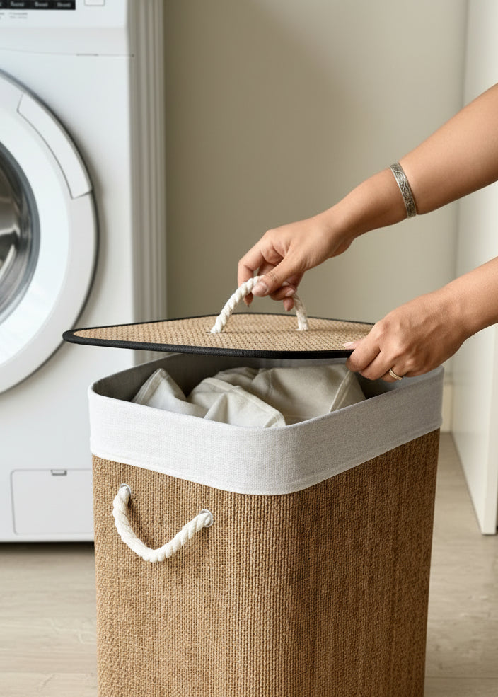 Terra Laundry Basket - White & Brown