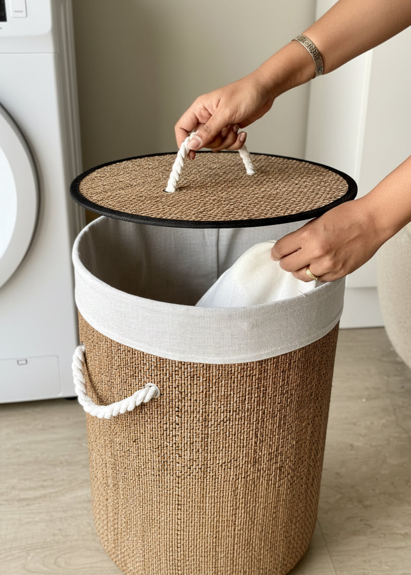 Savanna Laundry Basket - White & Brown