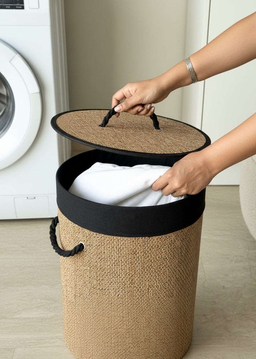 Savanna Laundry Basket - Black & Brown