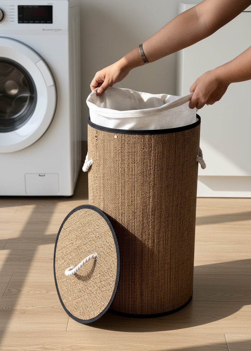 Savanna Laundry Basket - White & Brown