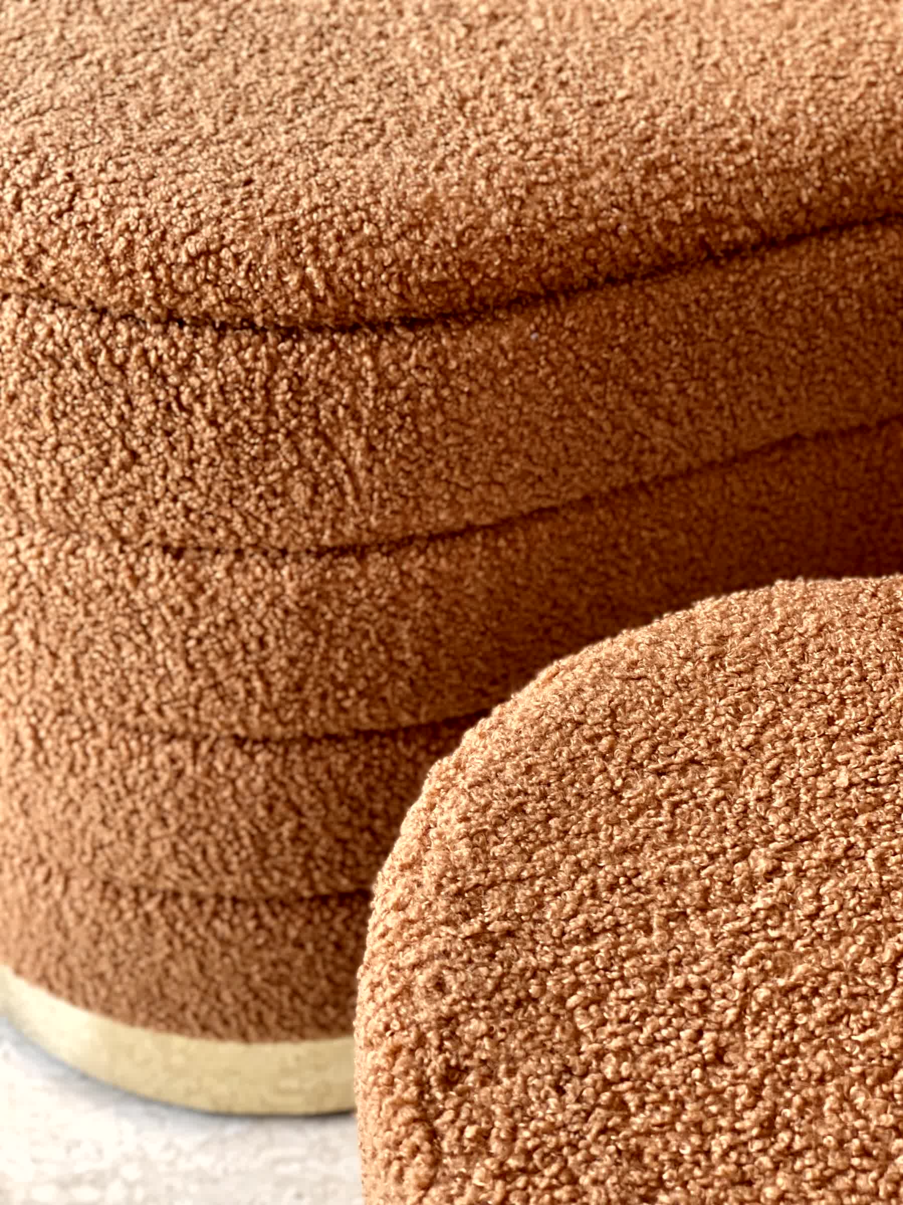 Cloud Boucle Storage Pouffe Set - Tan