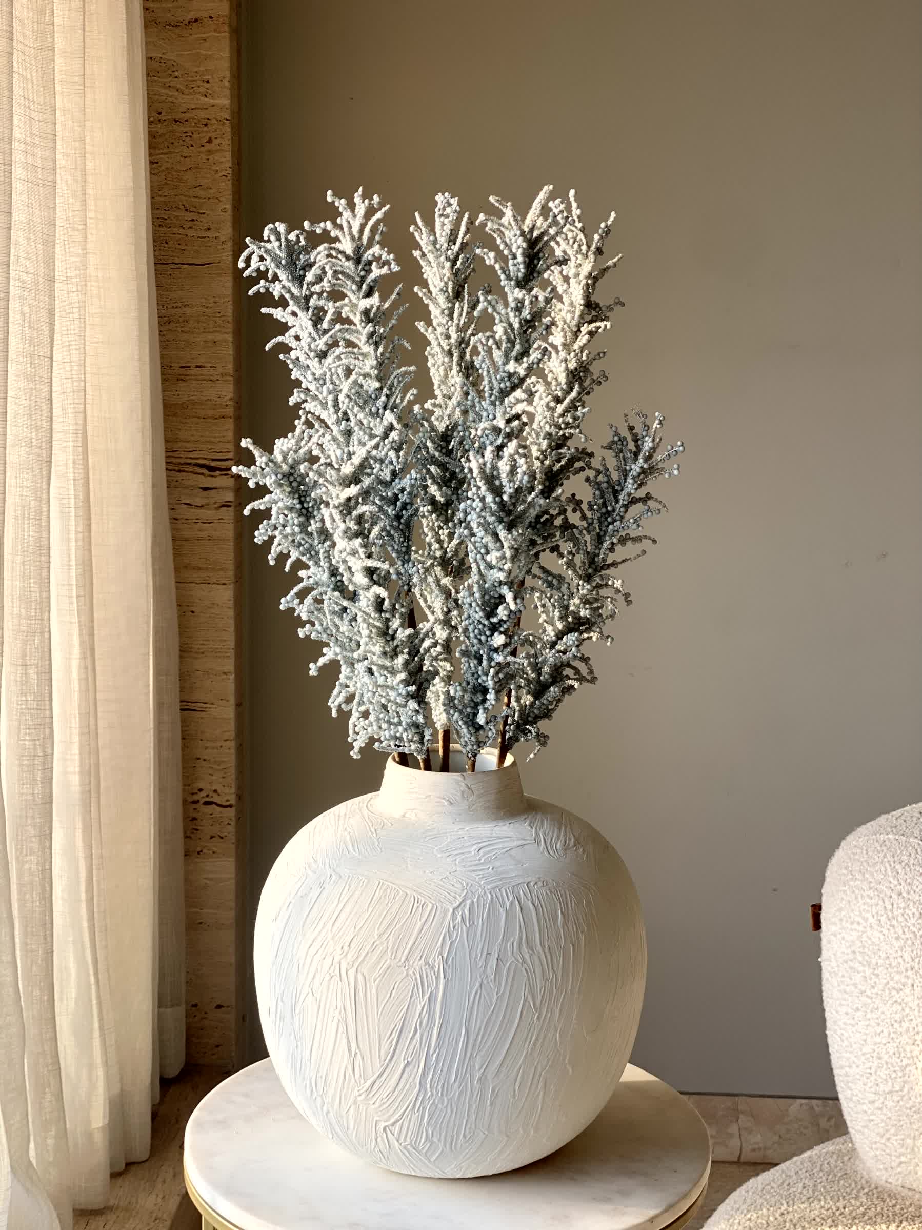 Artificial Pampas Reed Stem - Blue (One Stem)