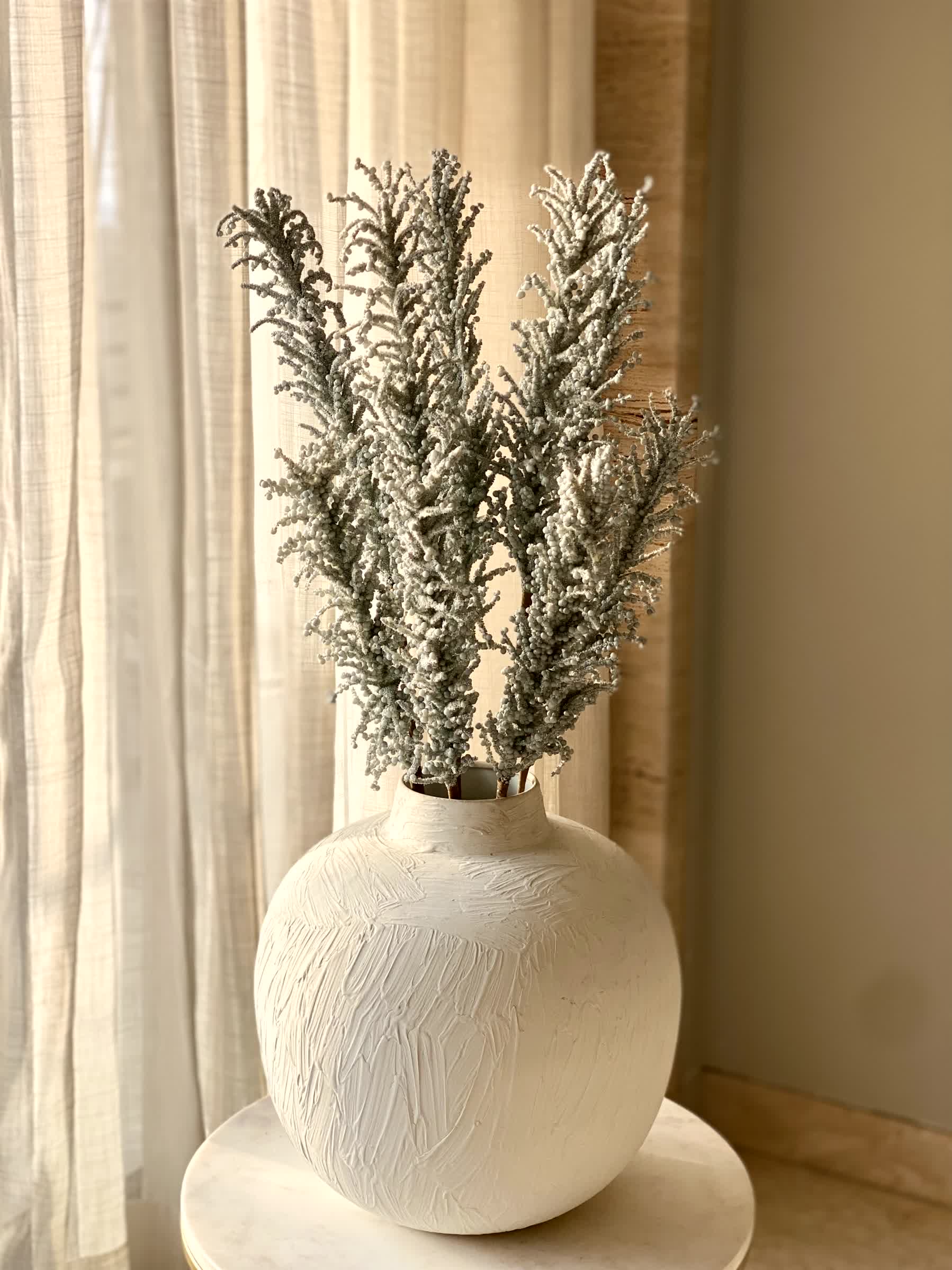 Artificial Pampas Reed Stem - Blue (One Stem)