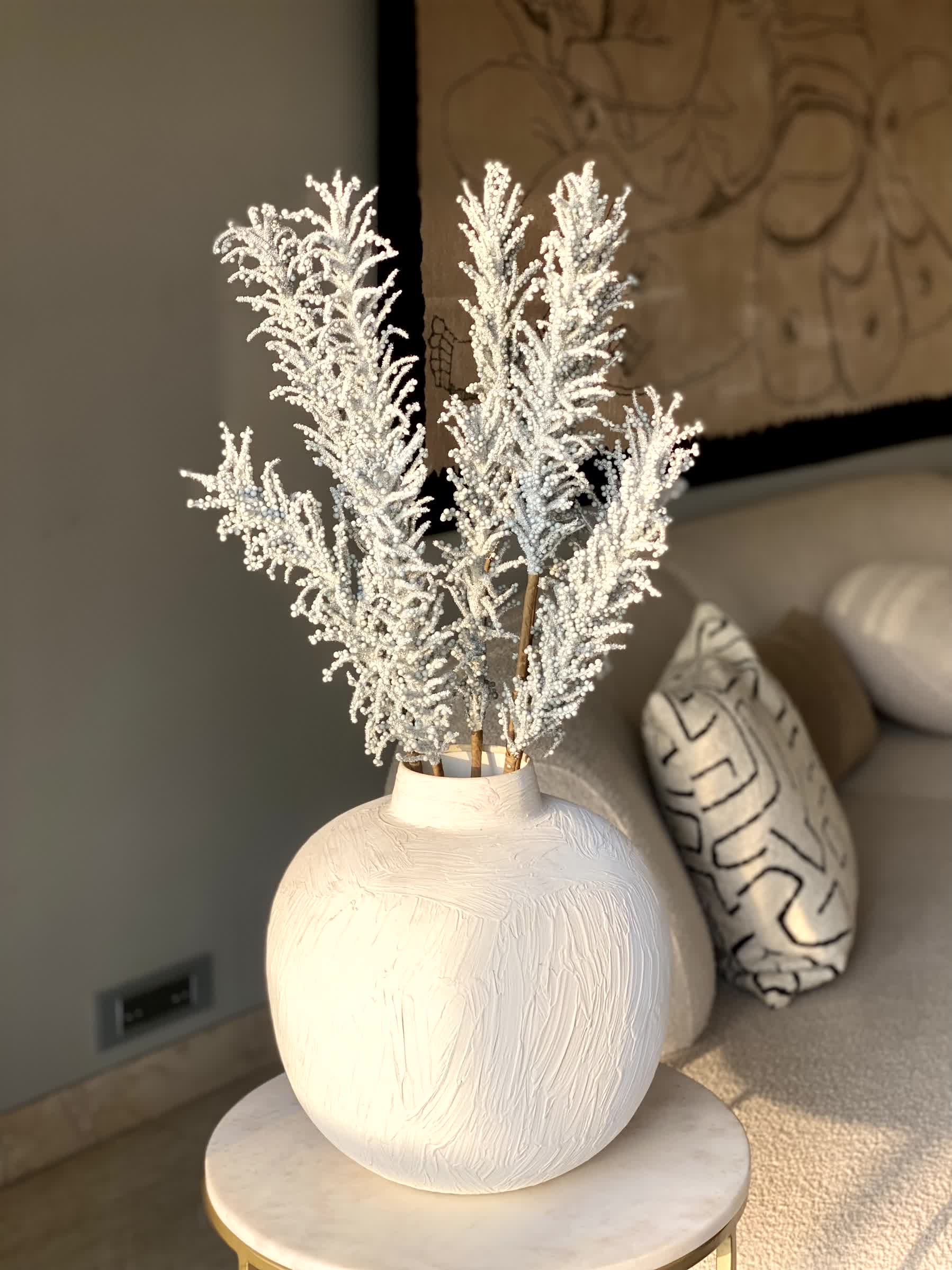 Artificial Pampas Reed Stem - Blue (One Stem)