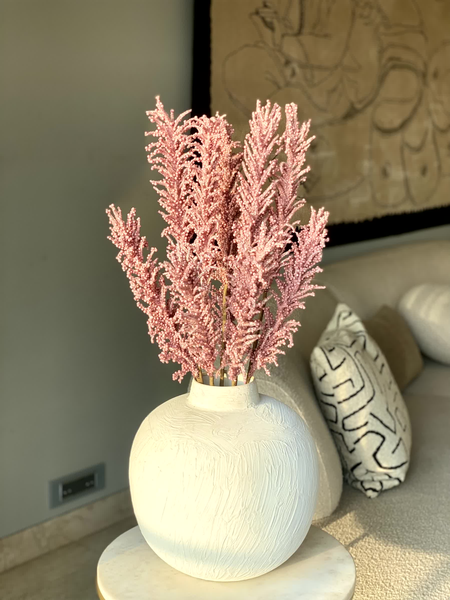 Artificial Pampas Reed Stem - Pink (One Stem)