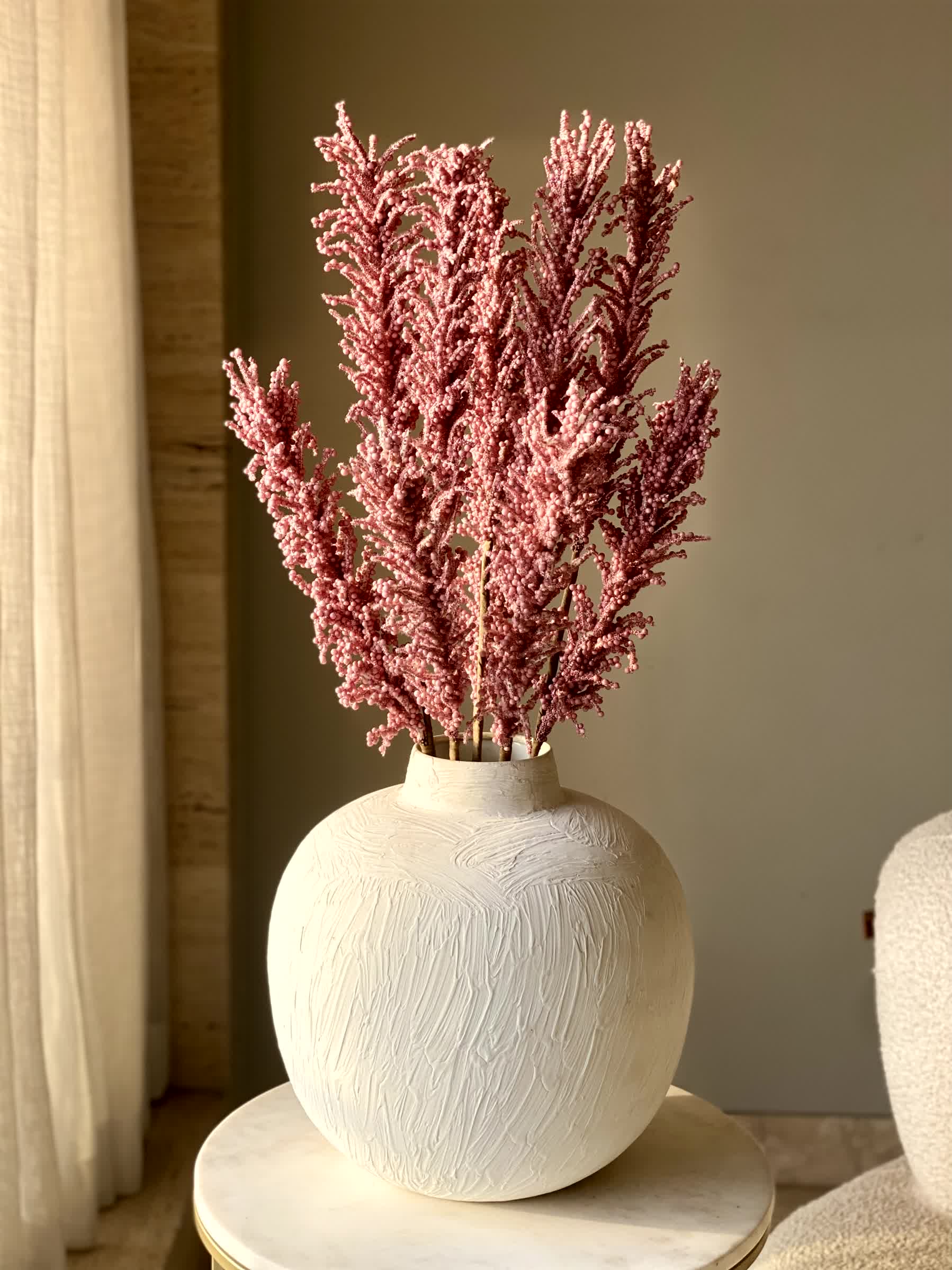 Artificial Pampas Reed Stem - Pink (One Stem)