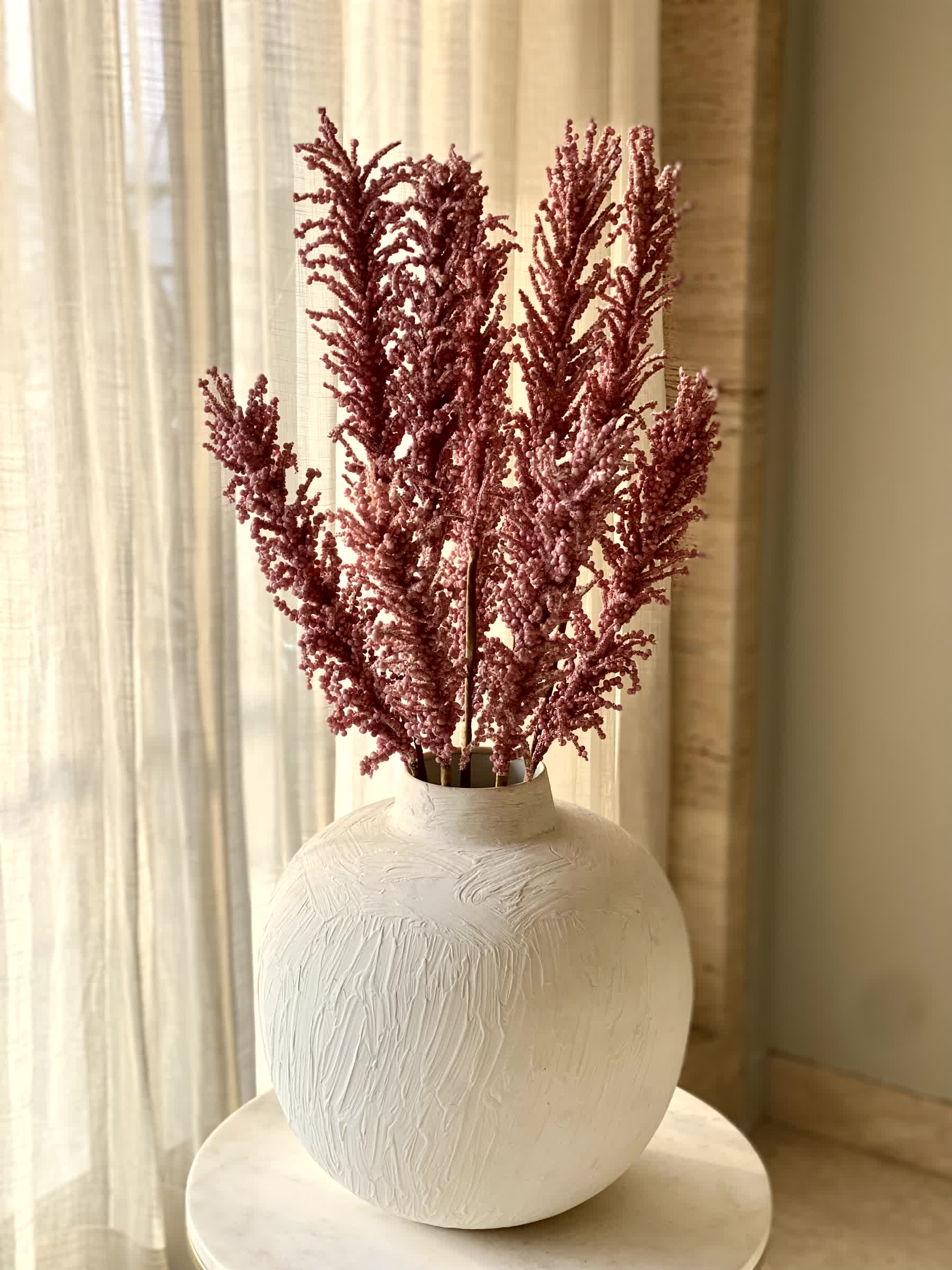 Artificial Pampas Reed Stem - Pink (One Stem)
