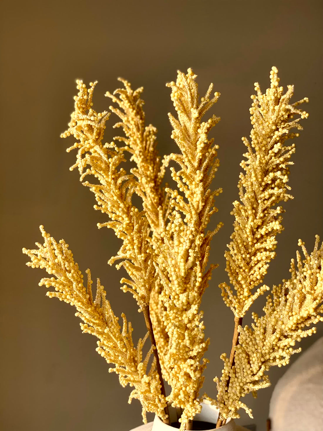 Artificial Pampas Reed Stem - Yellow (One Stem)