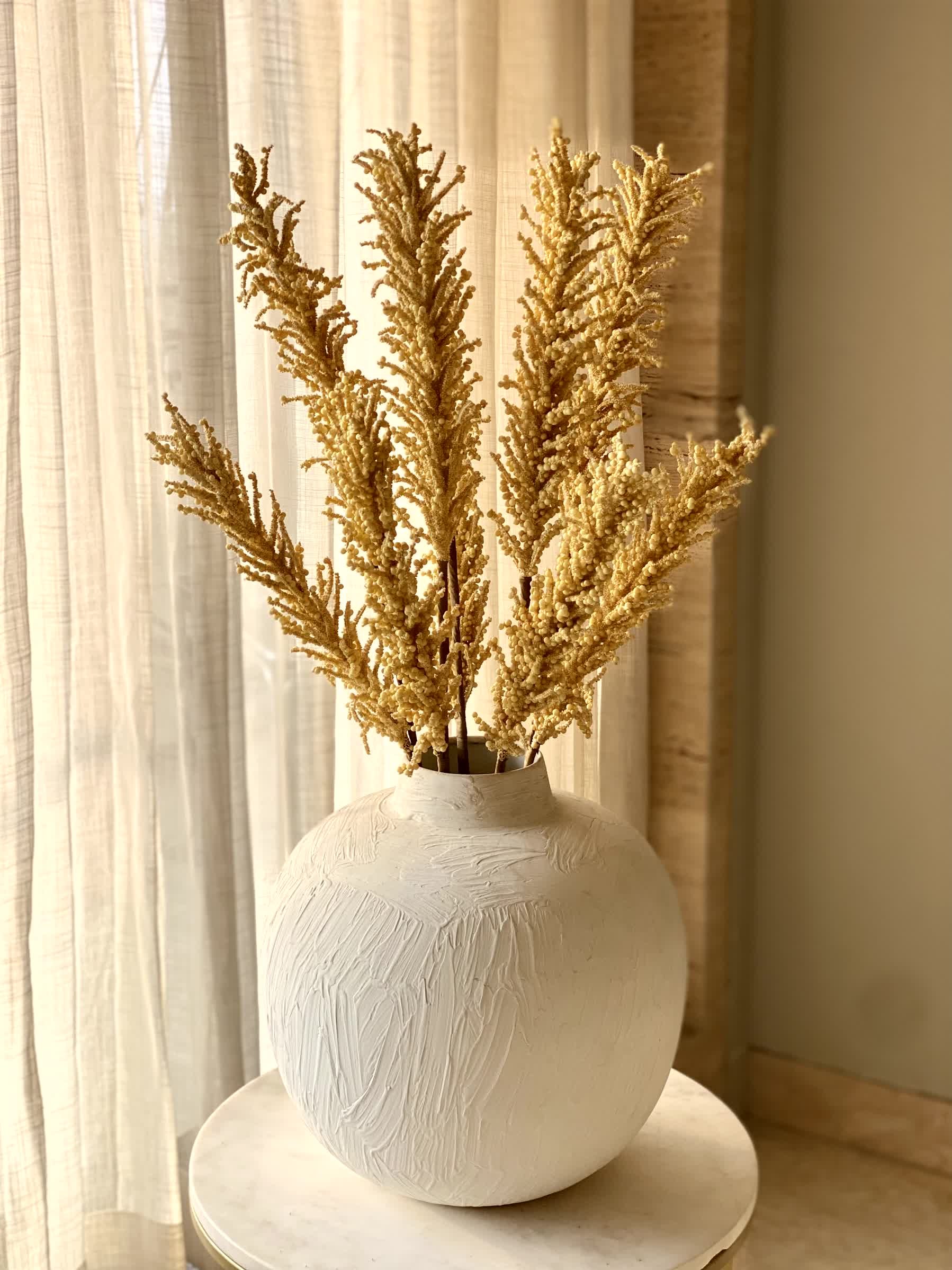Artificial Pampas Reed Stem - Yellow (One Stem)
