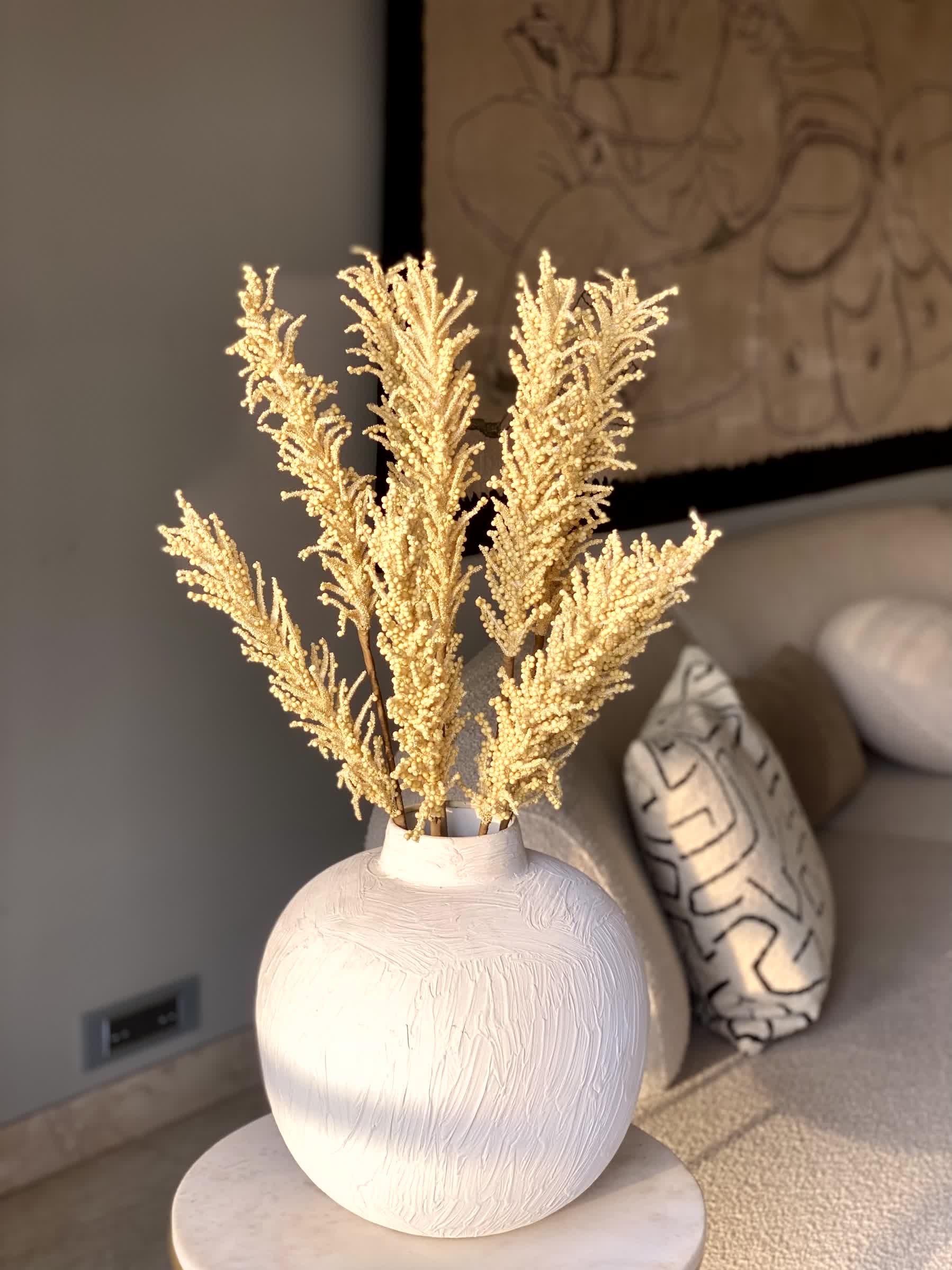 Artificial Pampas Reed Stem - Yellow (One Stem)