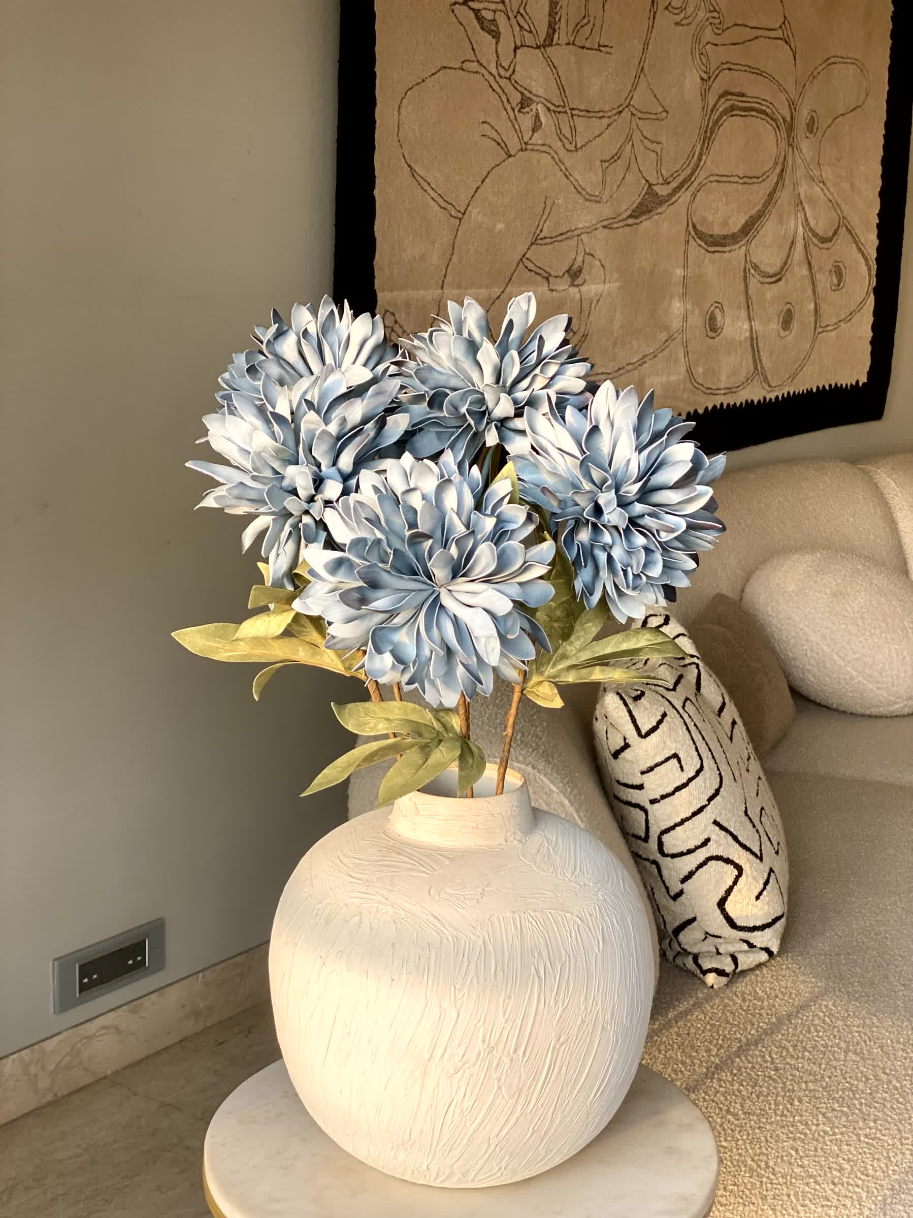 Artificial Dali Dahlia Flower Stem - Blue (One Stem)