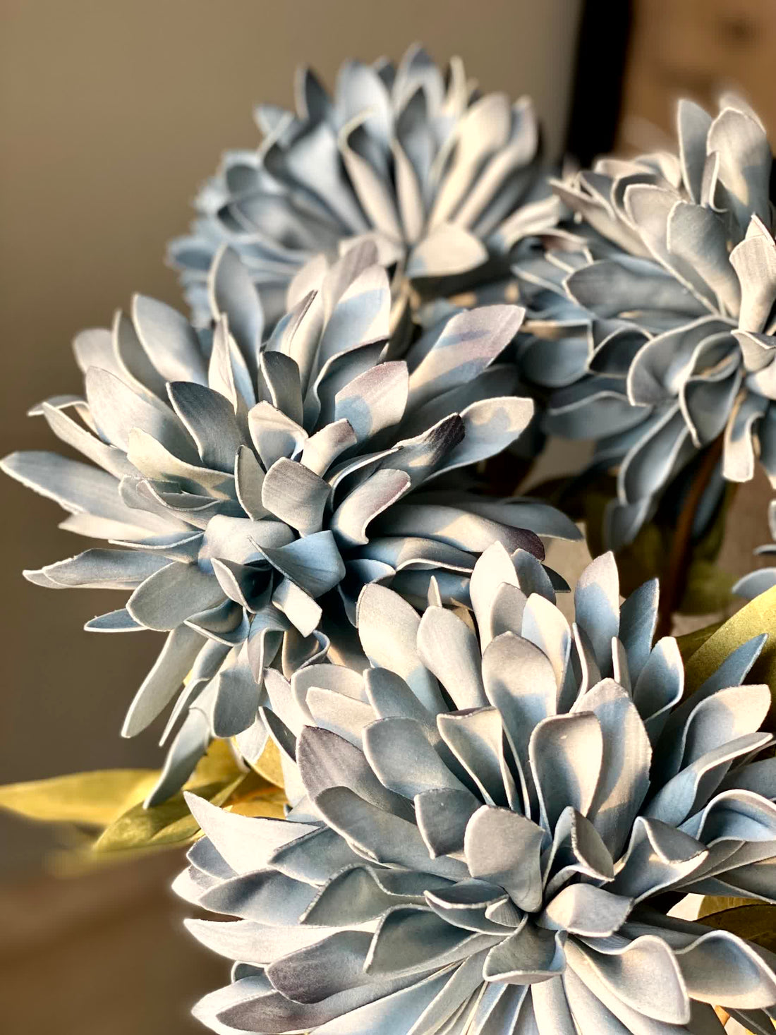 Artificial Dali Dahlia Flower Stem - Blue (One Stem)