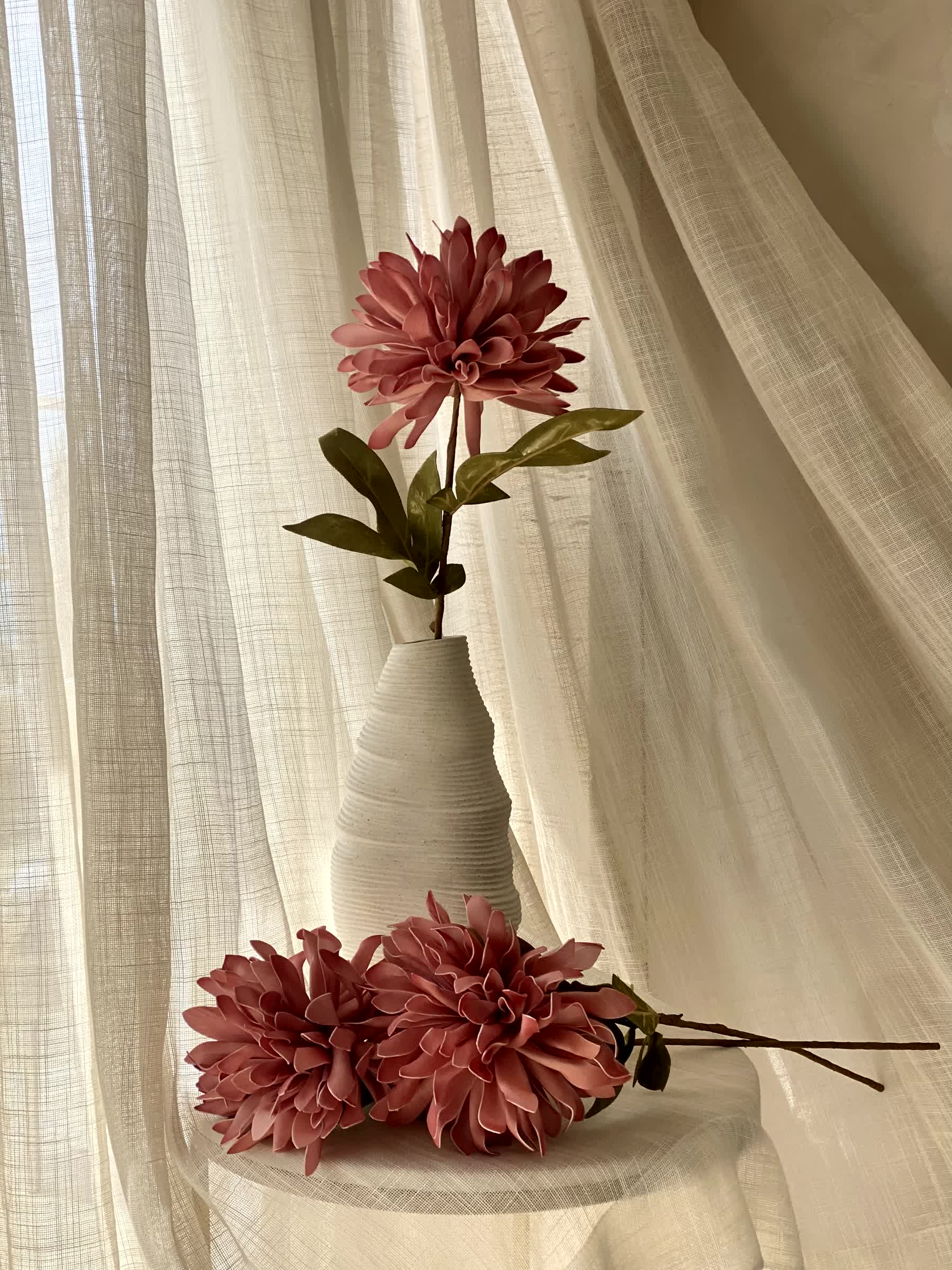 Artificial Dali Dahlia Flower Stem - Pink (One Stem)