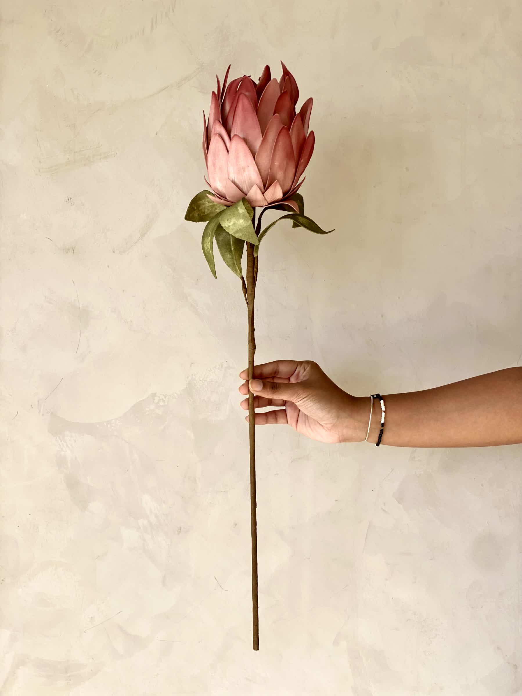Artificial Protea Flower Stem - Pink (One Stem)