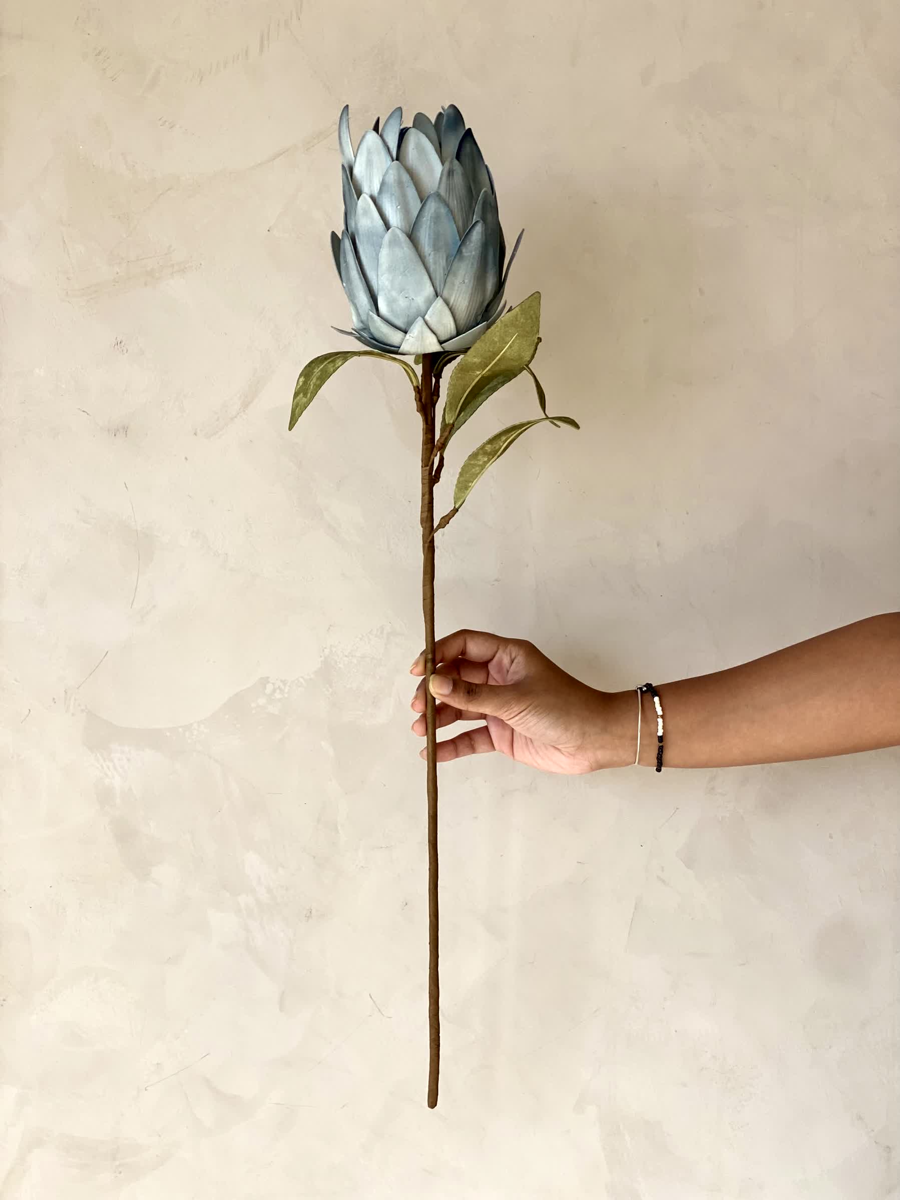 Artificial Protea Flower Stem - Blue (One Stem)