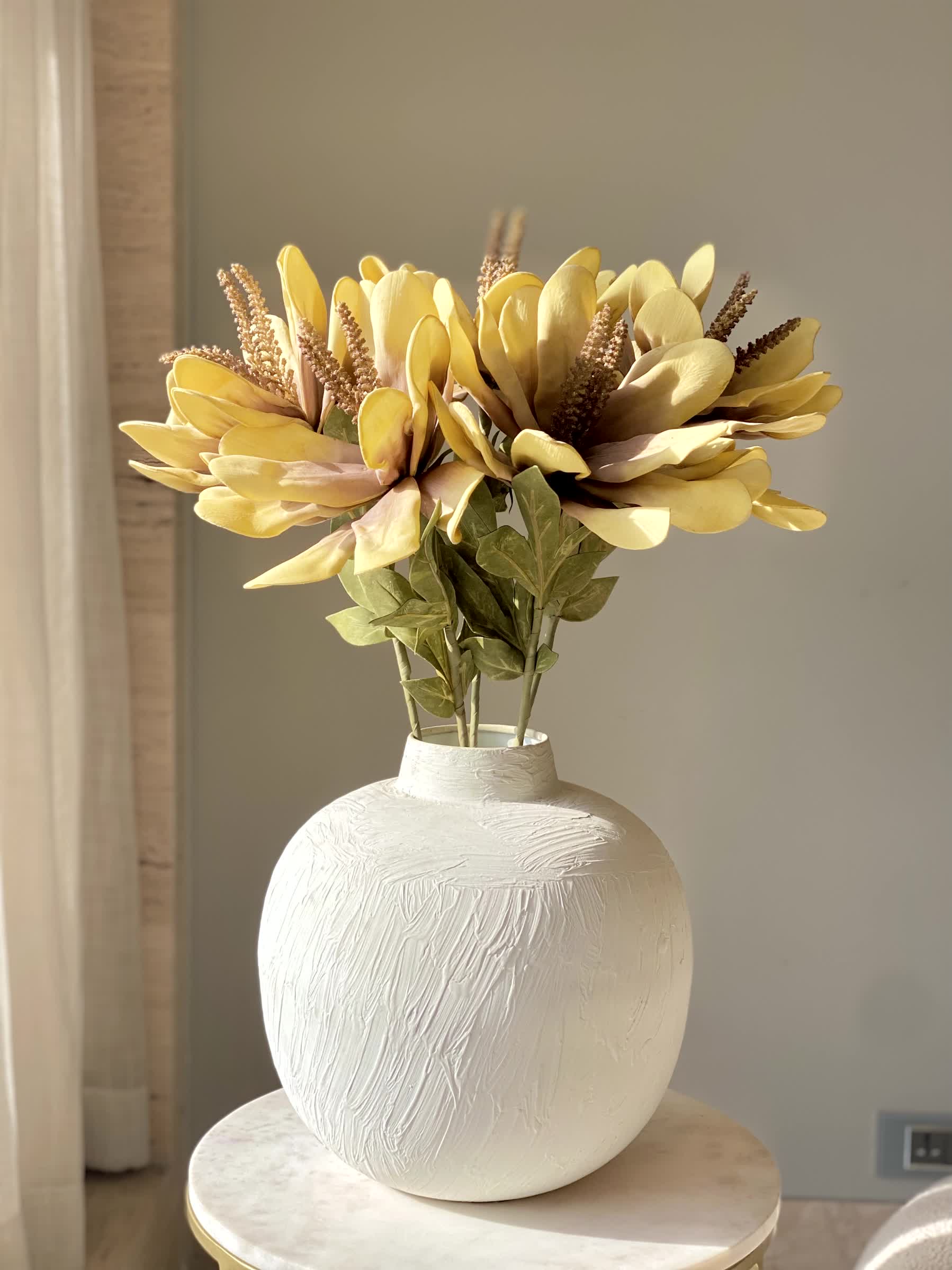 Artificial Lily Flower Stem - Yellow (One Stem)