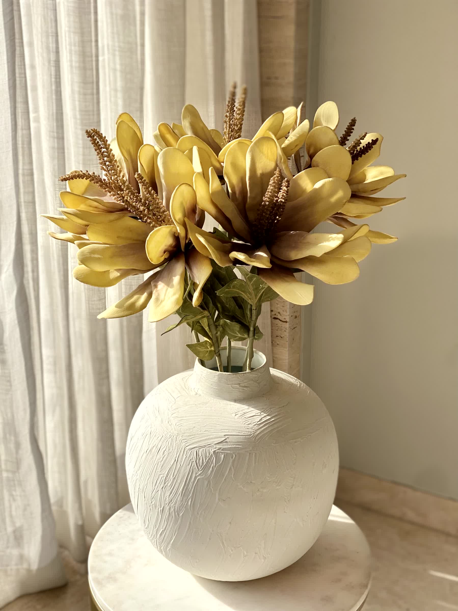 Artificial Lily Flower Stem - Yellow (One Stem)