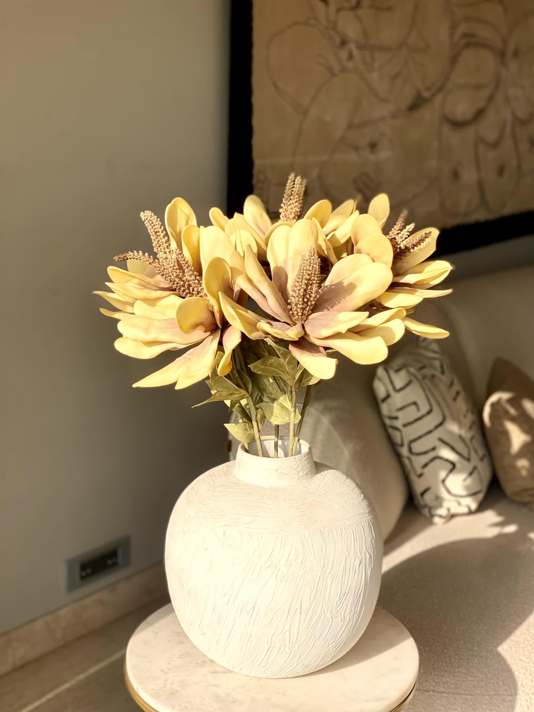 Artificial Lily Flower Stem - Yellow (One Stem)