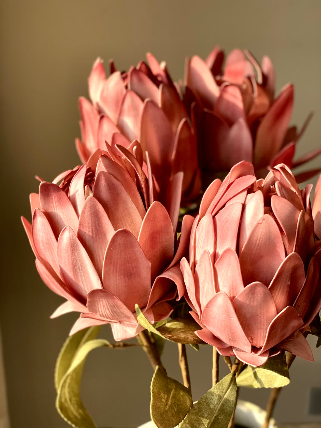 Artificial Protea Flower Stem - Pink (One Stem)