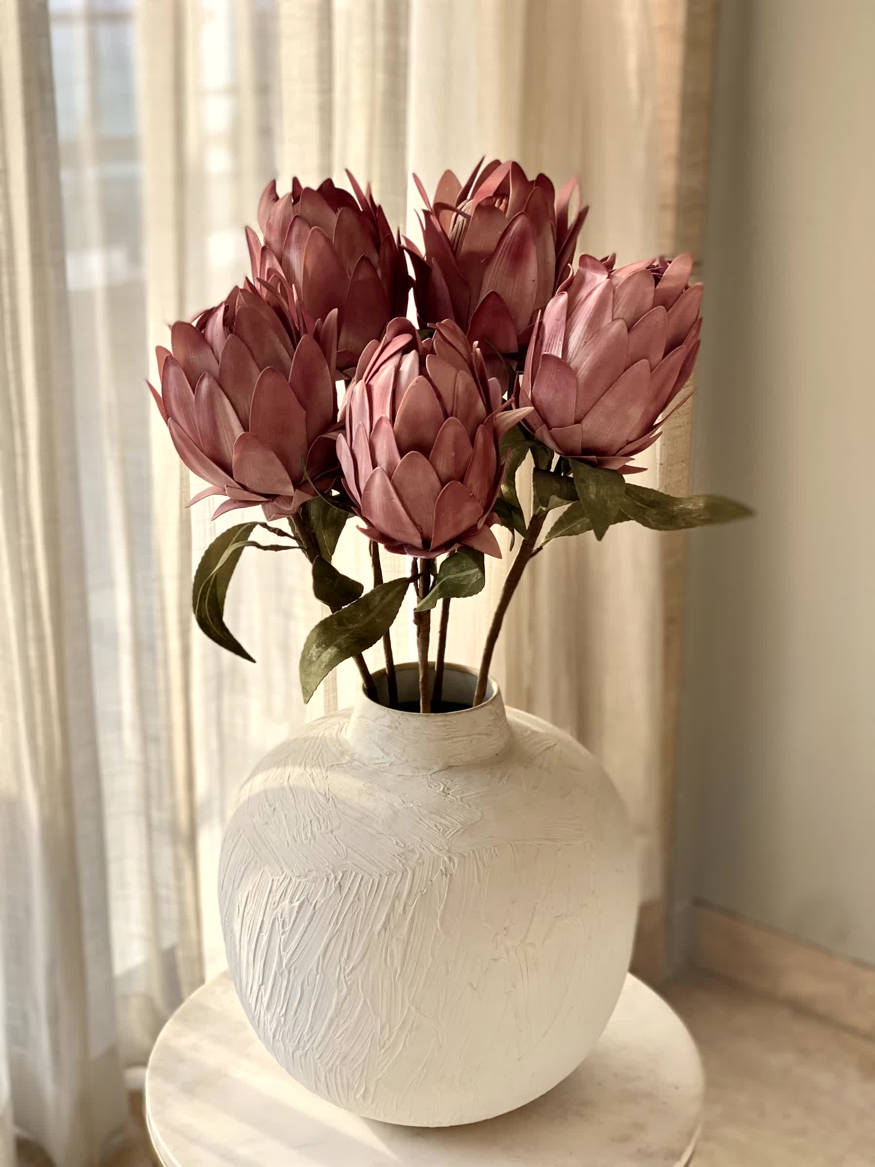 Artificial Protea Flower Stem - Pink (One Stem)