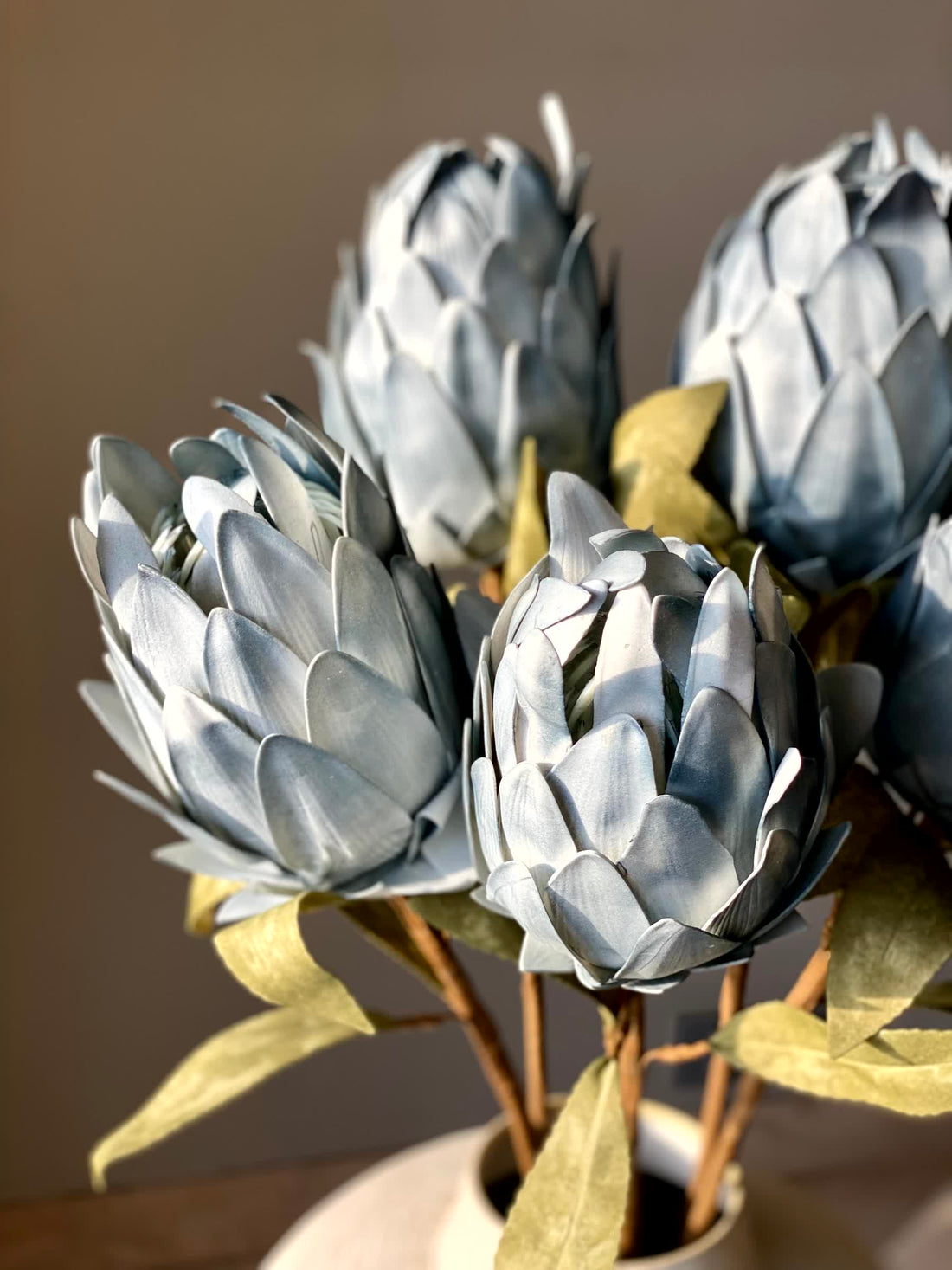 Artificial Protea Flower Stem - Blue (One Stem)