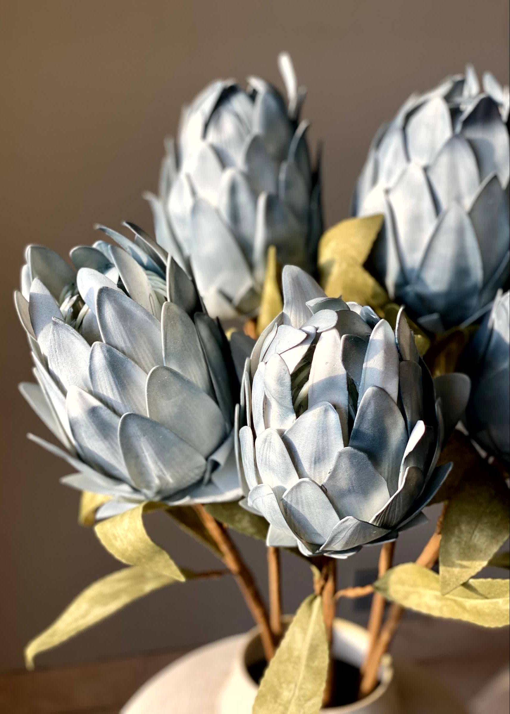 Artificial Protea Flower Stem - Blue (One Stem)