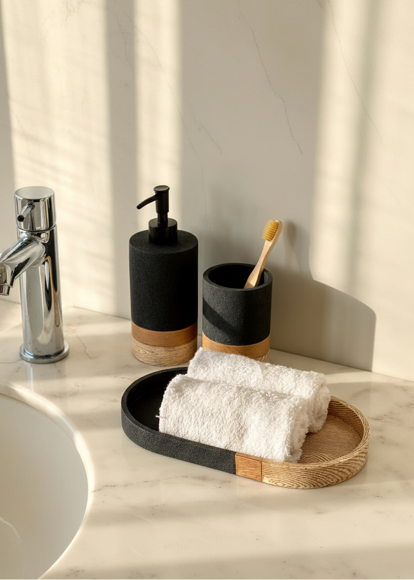 Aurum Dune Bathroom Set - Set of 3 (Black)