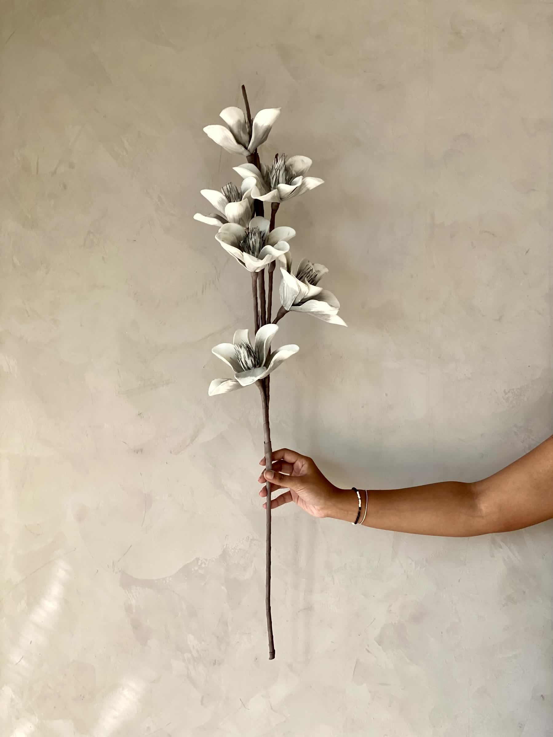 Artificial Lily Magnolia Flower Stem - Grey Ombre (One Stem)
