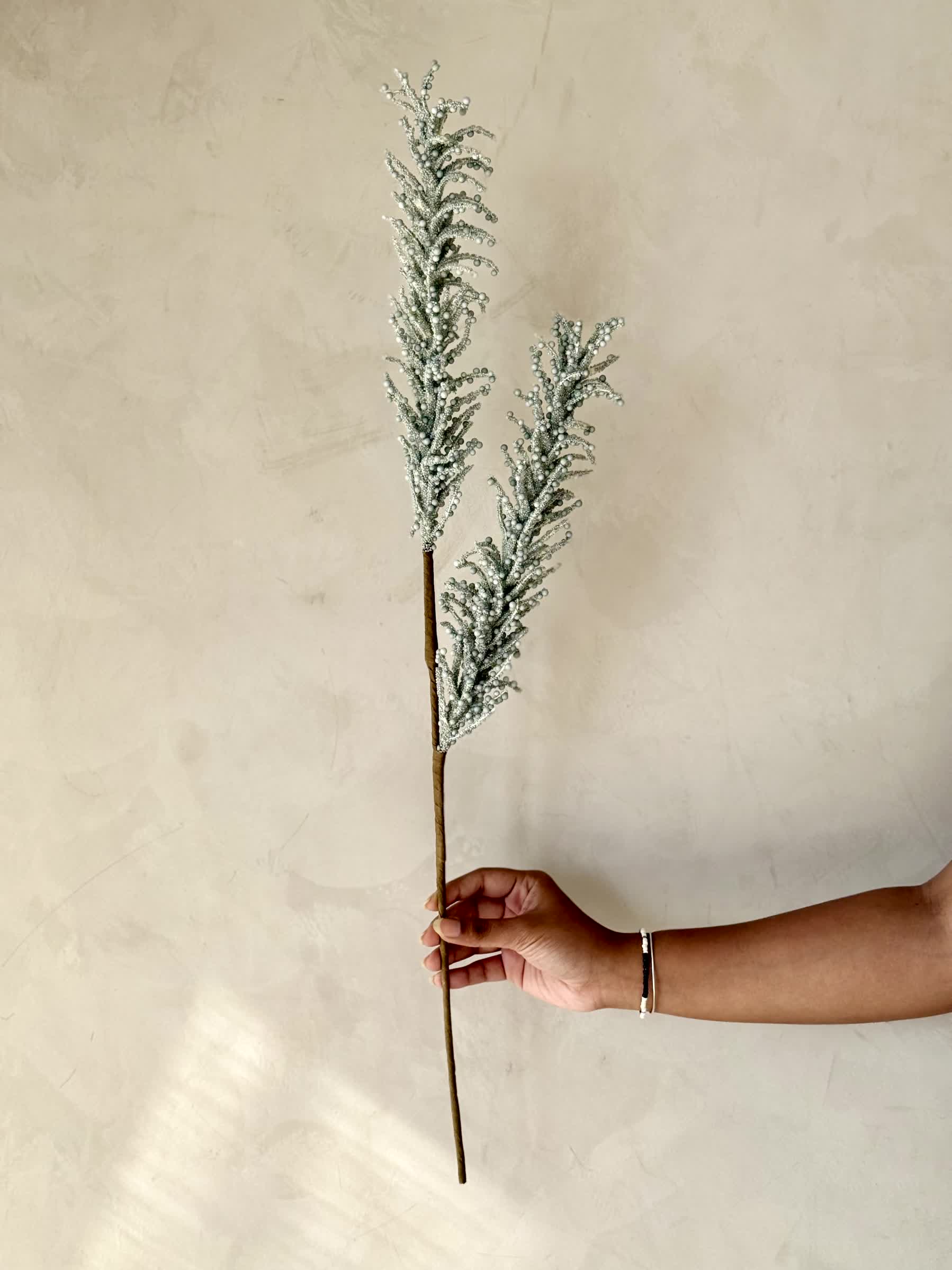 Artificial Pampas Reed Stem - Blue (One Stem)